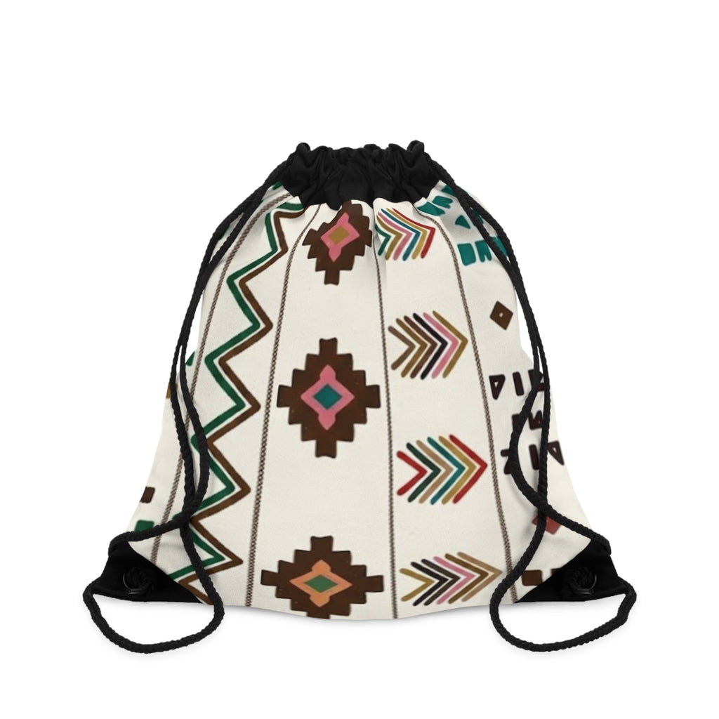 Aztec Geometric Pattern Drawstring Bag | Tribal Chevron Diamond Stripe