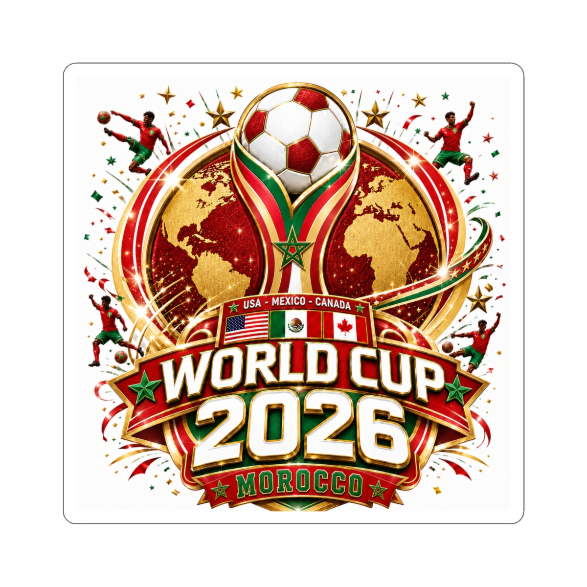 World Cup 2026 Morocco Football Team Sticker | Kiss-Cut Sticker