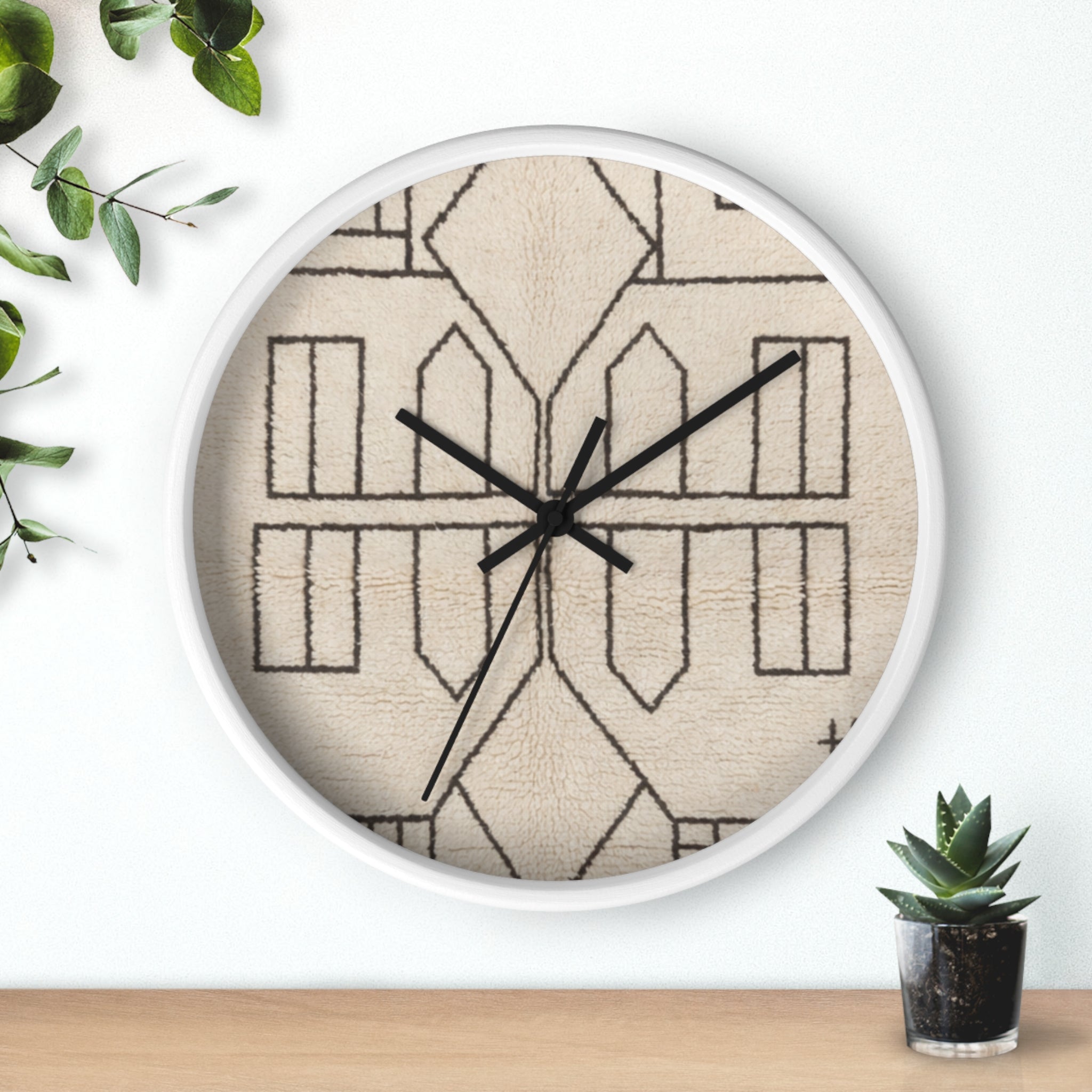 Geometric Line Moroccan Pattern Wall Clock | Neutral Modern Home Decor
