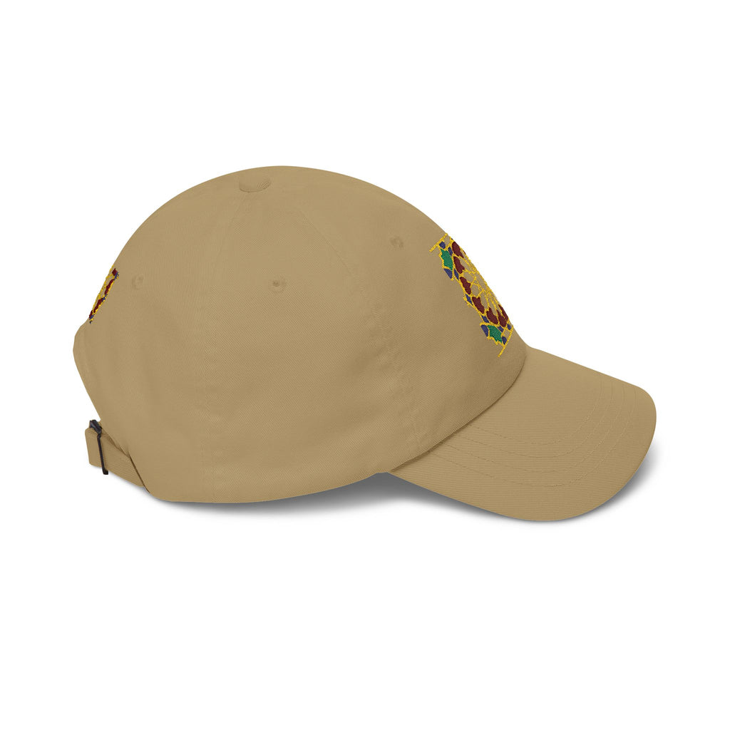 Floral Moroccan Mosaic Embroidered Dad Cap | White Cotton Baseball Hat