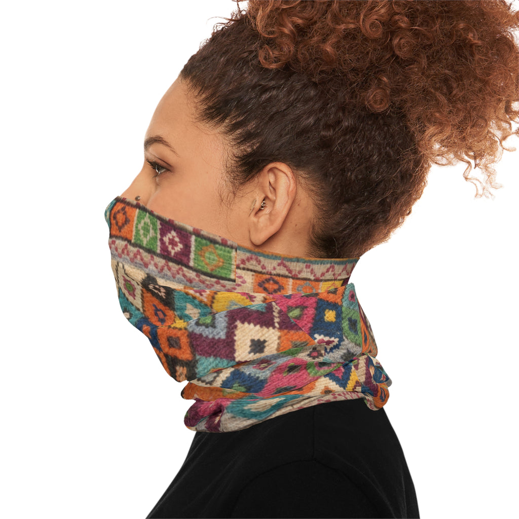 Colorful Kilim Diamond Pattern Neck Gaiter | Boho Aztec Scarf