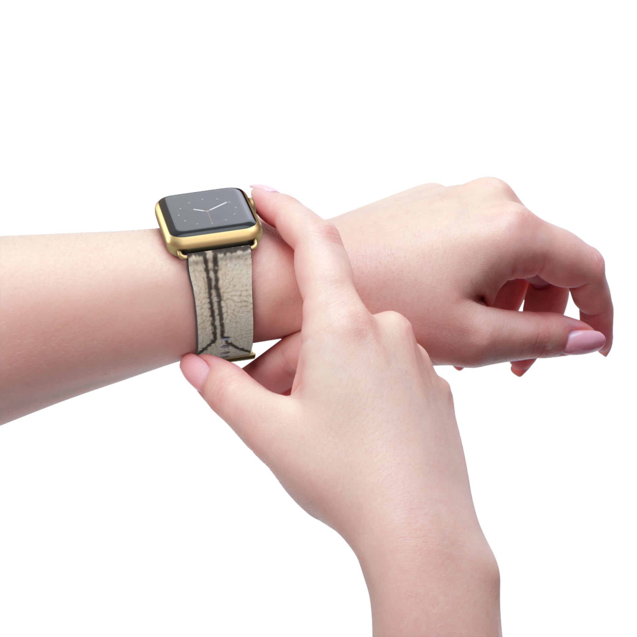 Beige Geometric Moroccan Pattern Watch Band | Neutral Minimalist Leather Look