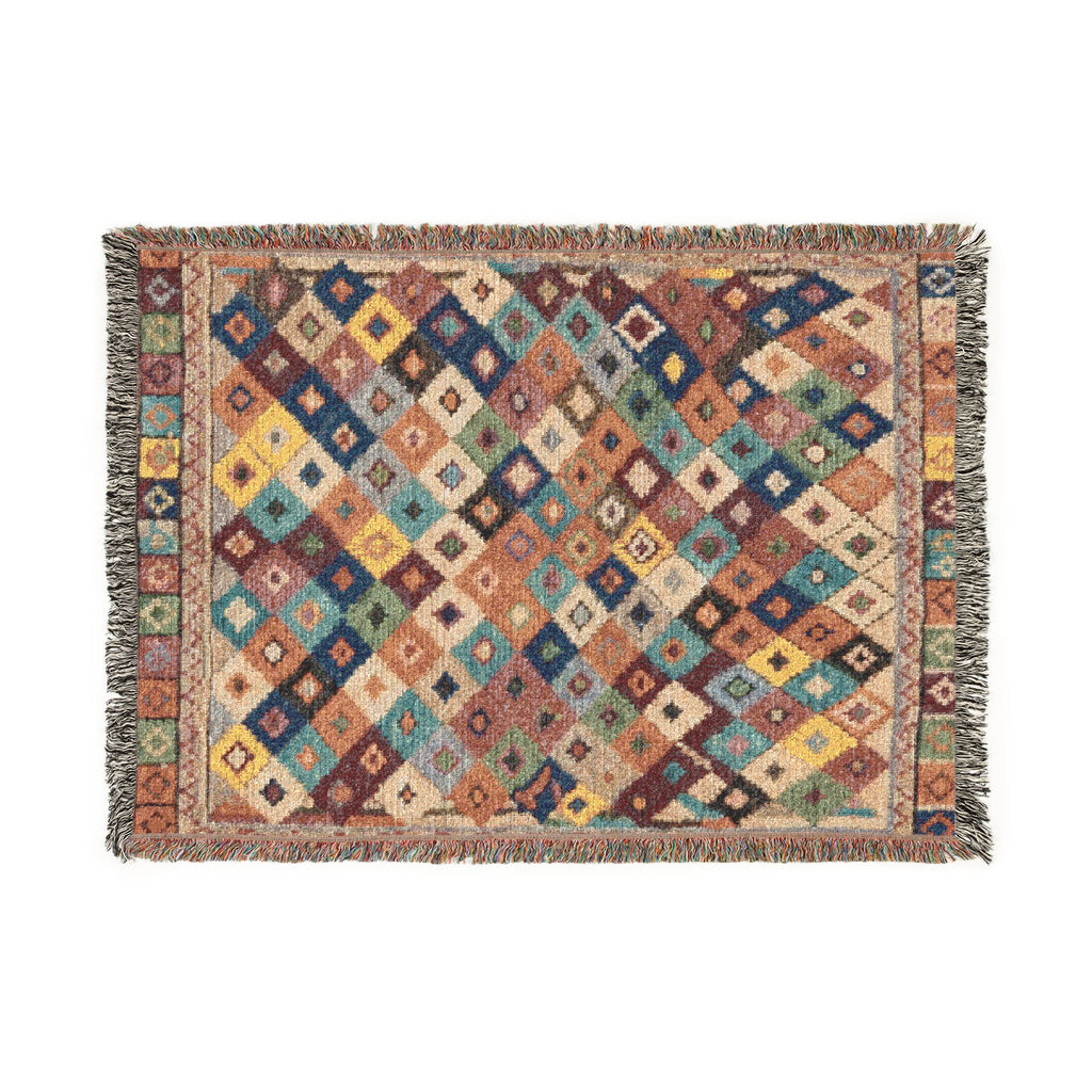 Bohemian Kilim Pattern Woven Blanket | Southwestern Geometric Throw