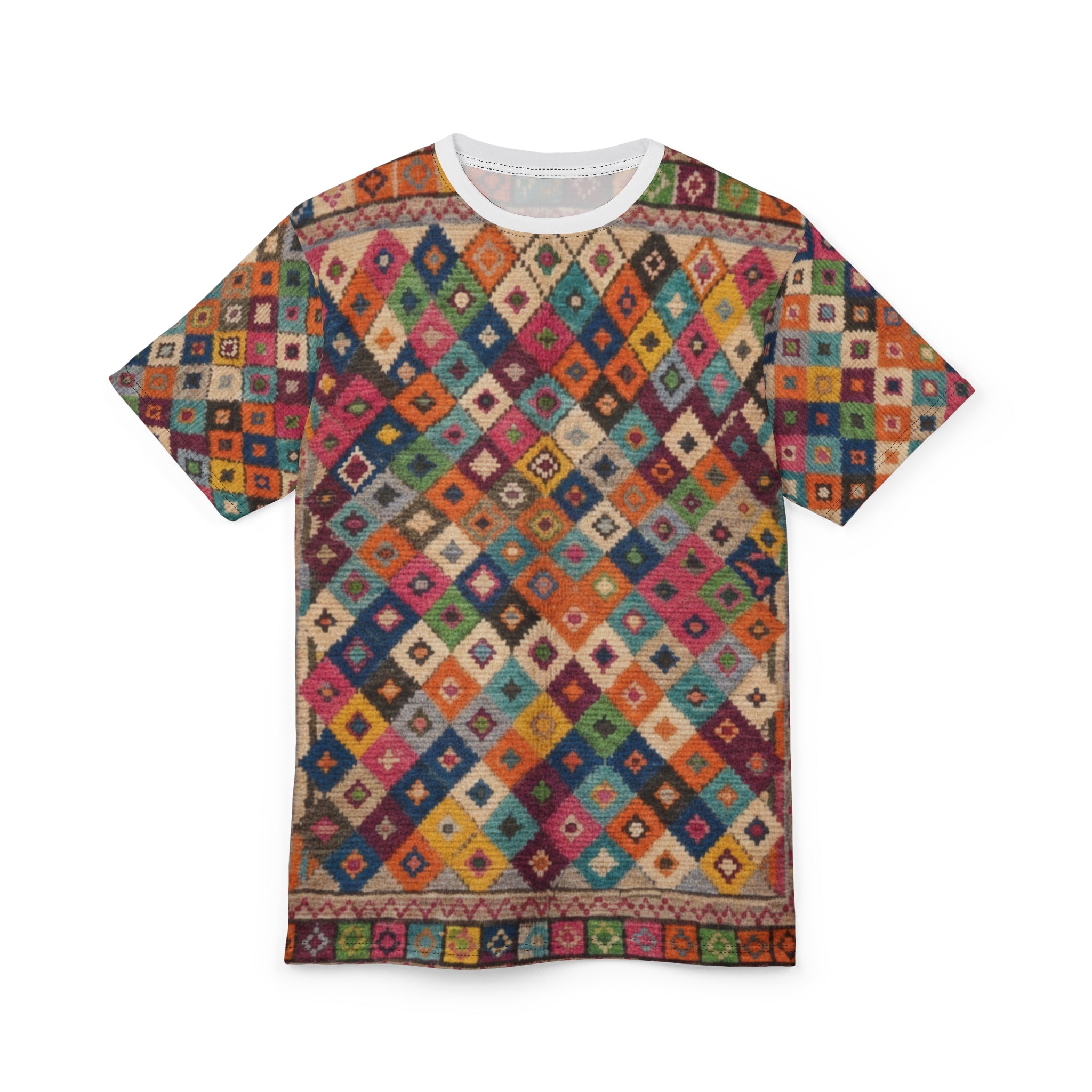 Colorful Diamond Kilim Pattern Tee | All-Over Print Shirt