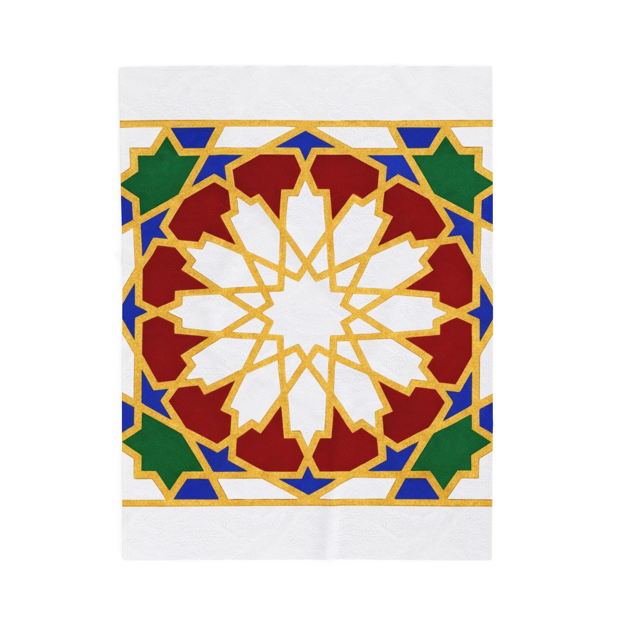 Geometric Moroccan Tile Velveteen Plush Blanket | Starburst Pattern
