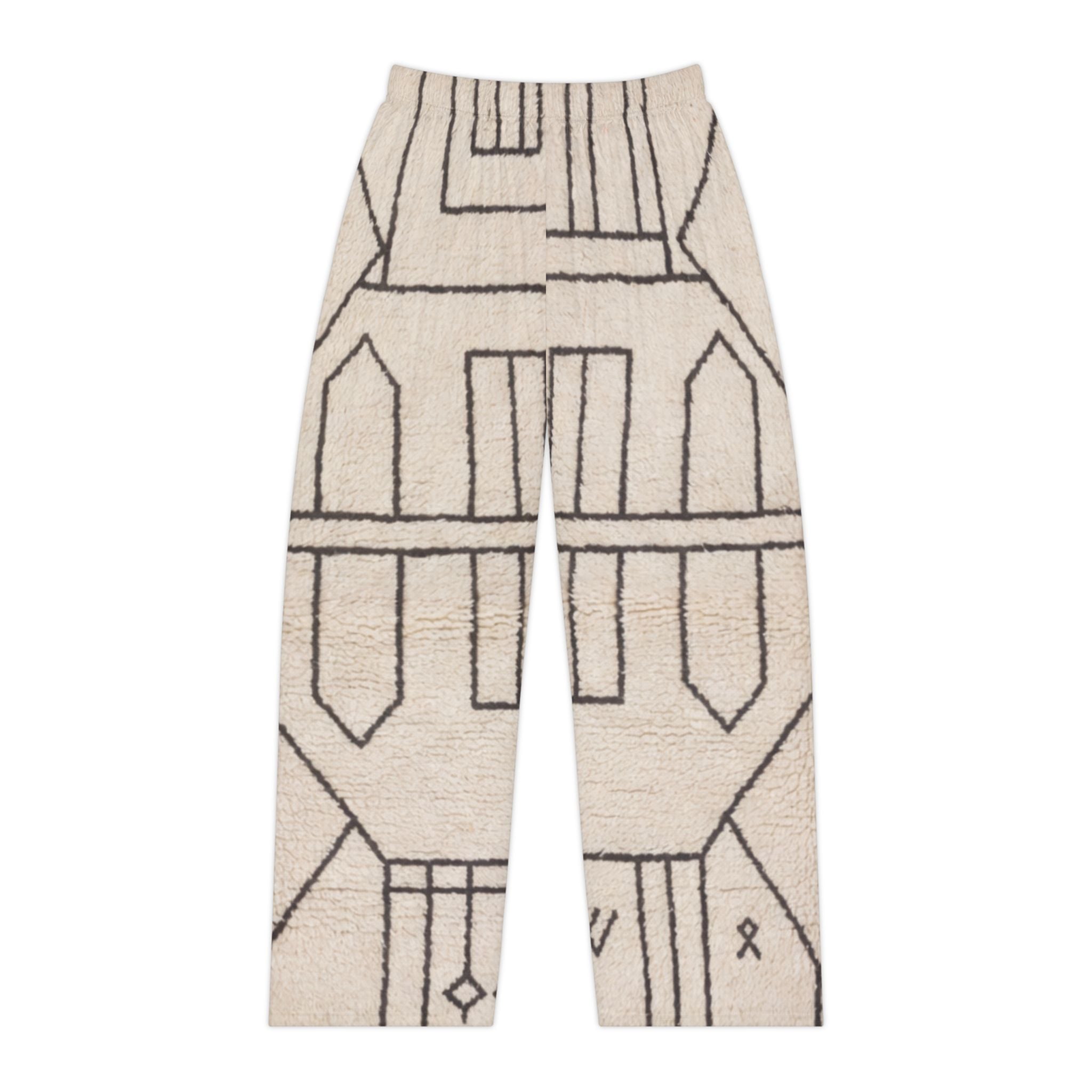 Neutral Geometric Pattern Women's Pants | Ivory Moroccan Lines