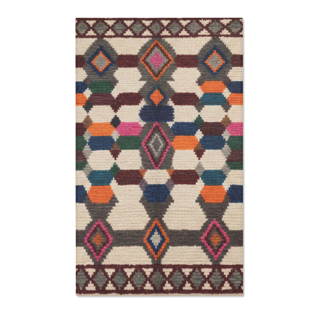 Boho Geometric Diamond Pattern Area Rug | Moroccan Berber Rug Design