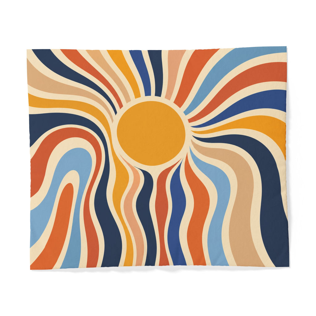 Retro Sunburst Bedding duvet cover | Mid Century Modern abstract waves