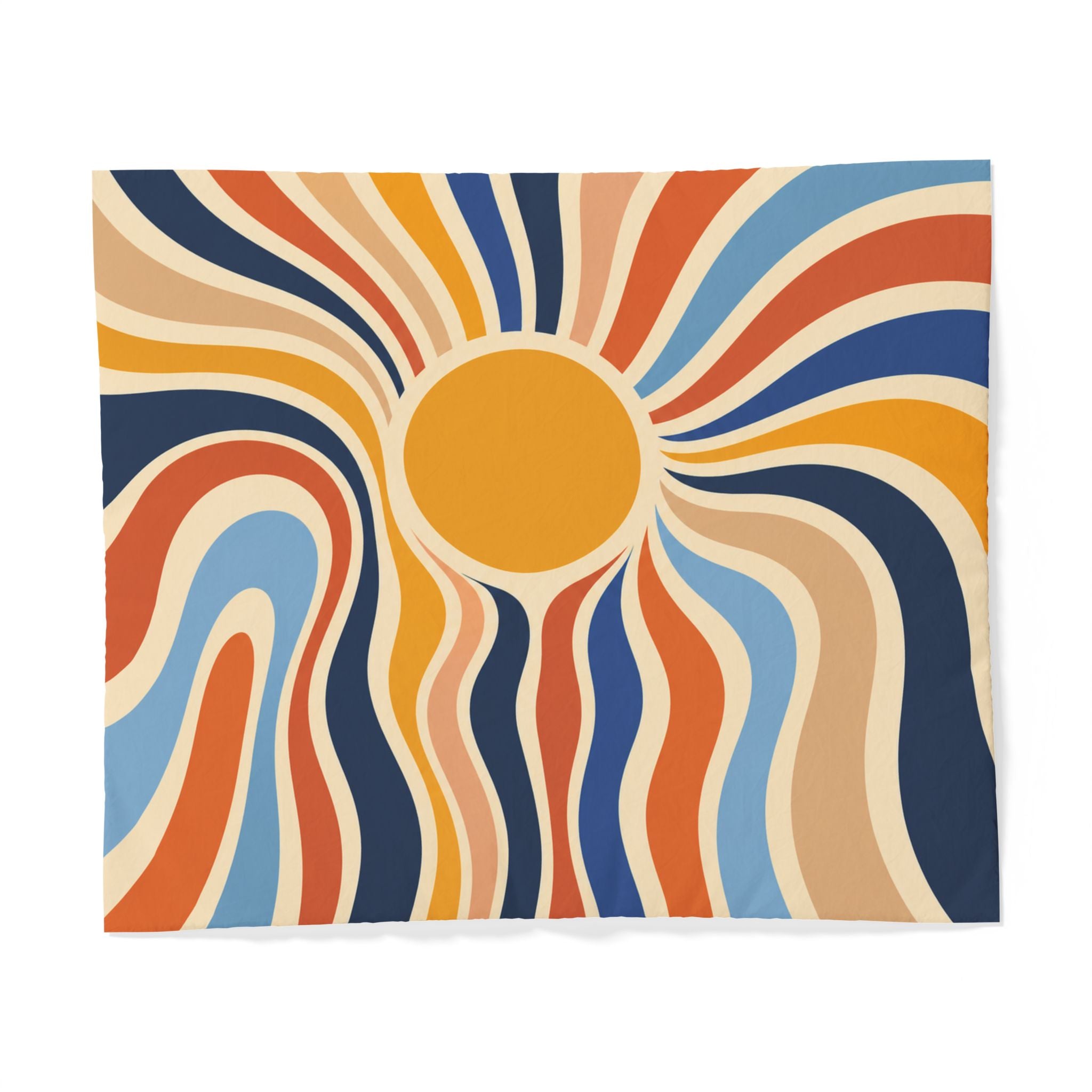 Retro Sunburst Bedding duvet cover | Mid Century Modern abstract waves