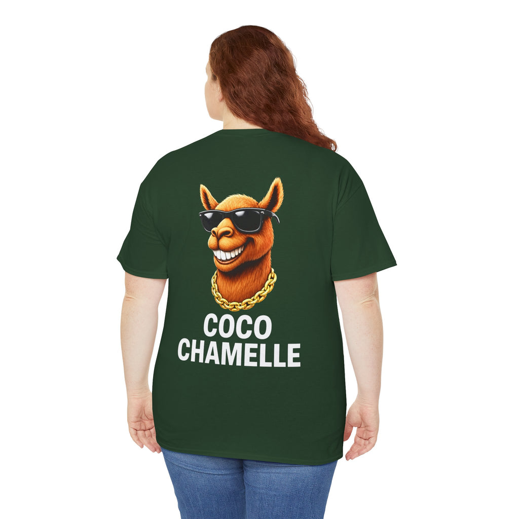 Coco Chamelle Tee Shirt - Cool Camel with Sunglasses & Gold Chain