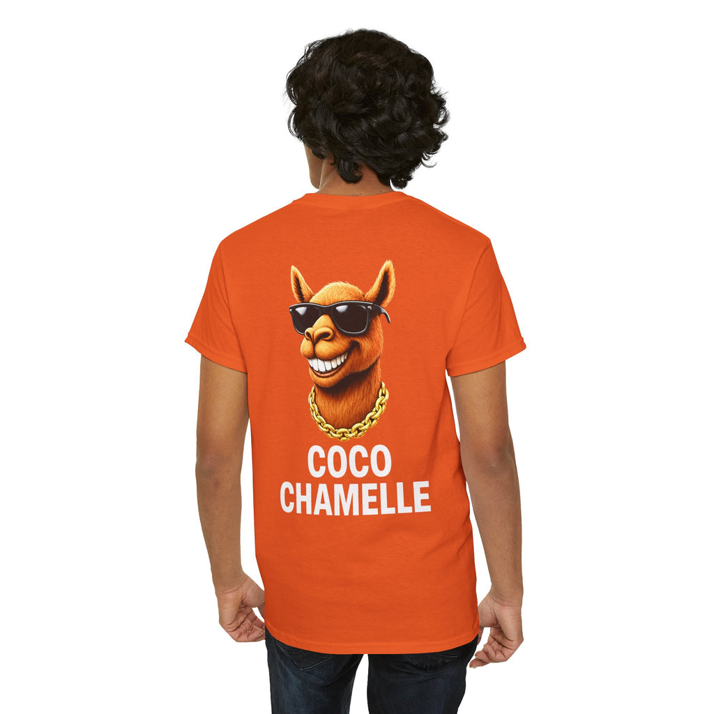 Coco Chamelle Tee Shirt - Cool Camel with Sunglasses & Gold Chain