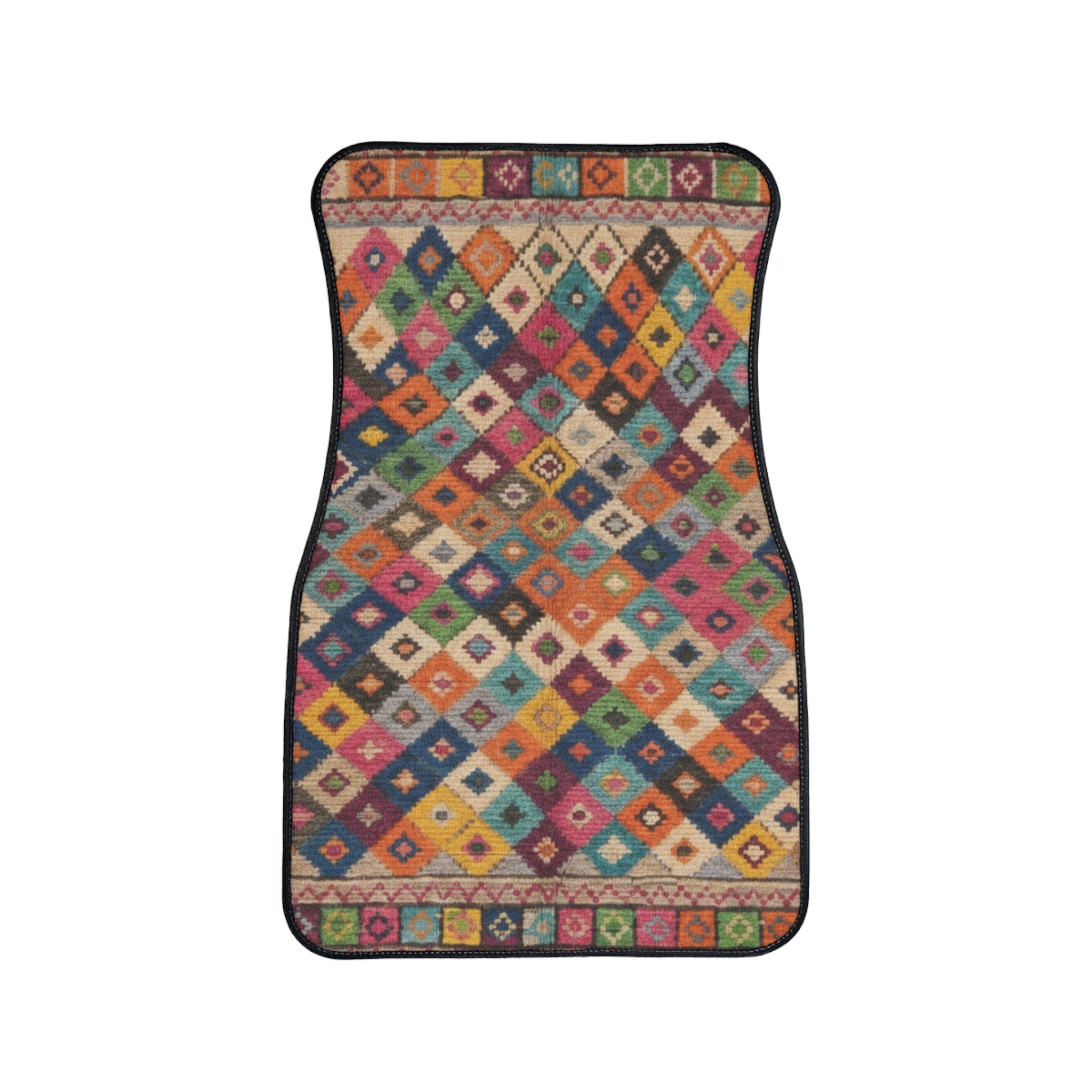 Colorful Geometric Diamond Pattern Car Floor Mat | Single Piece