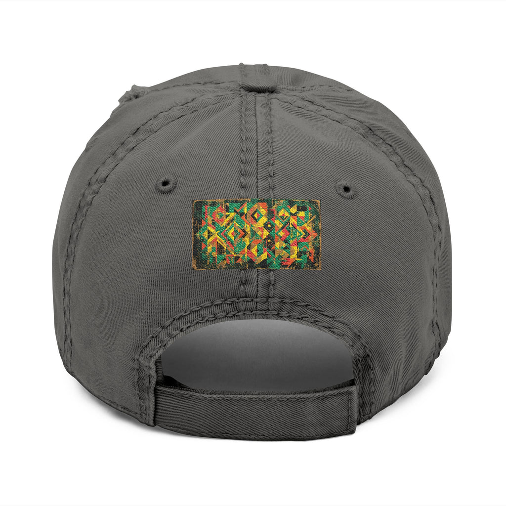 Abstract Colorful Geometric Embroidery Dad Hat | Distressed Patch Cap