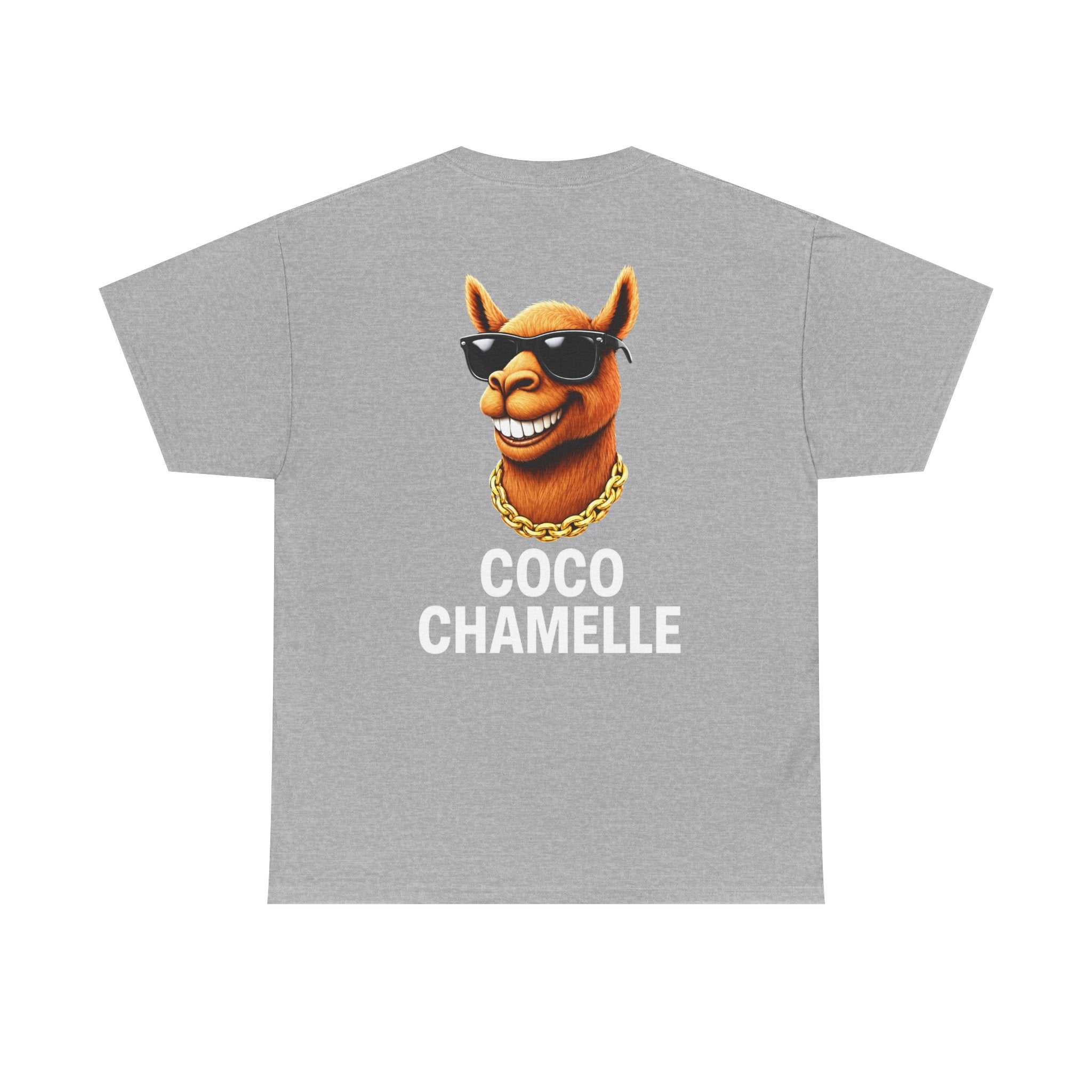 Coco Chamelle Tee Shirt - Cool Camel with Sunglasses & Gold Chain