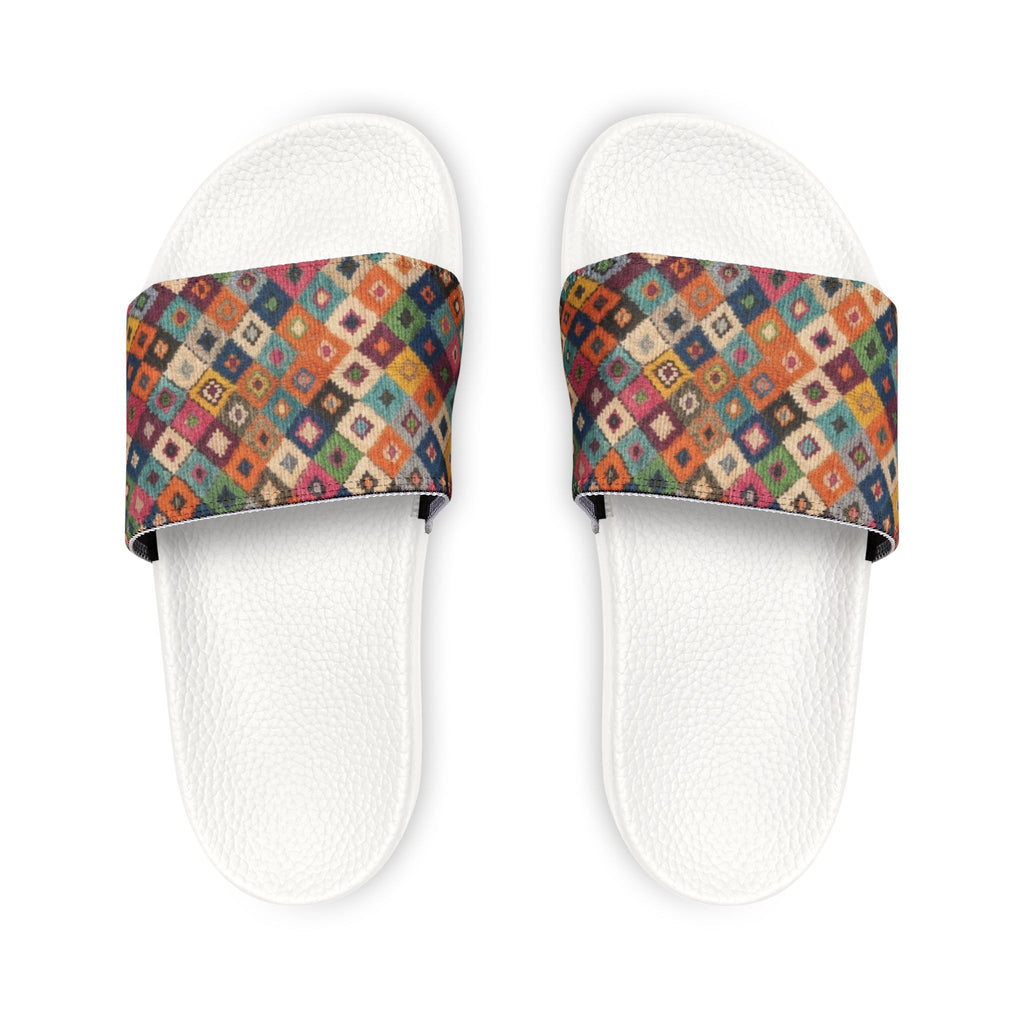 Colorful Kilim Diamond Pattern Slide Sandals | Women's Removable-Strap Sandals