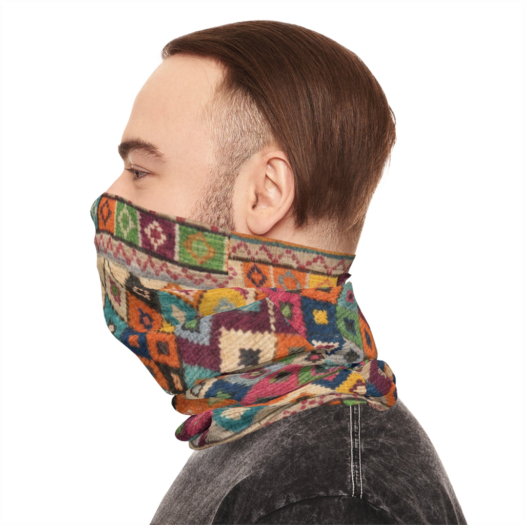 Colorful Kilim Diamond Pattern Neck Gaiter | Boho Aztec Scarf