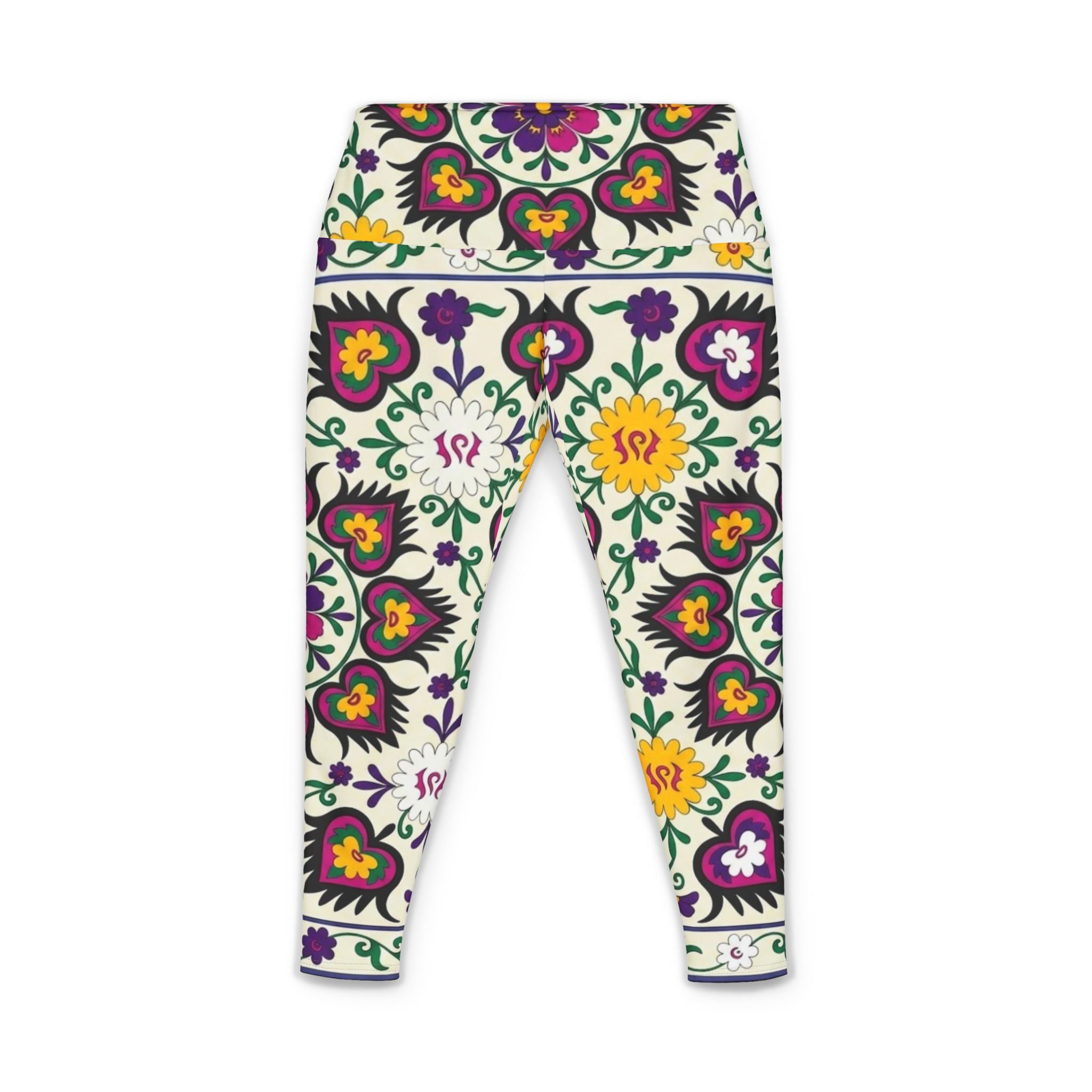 Floral Folk Art Pattern Yoga Pants | Colorful Boho Leggings