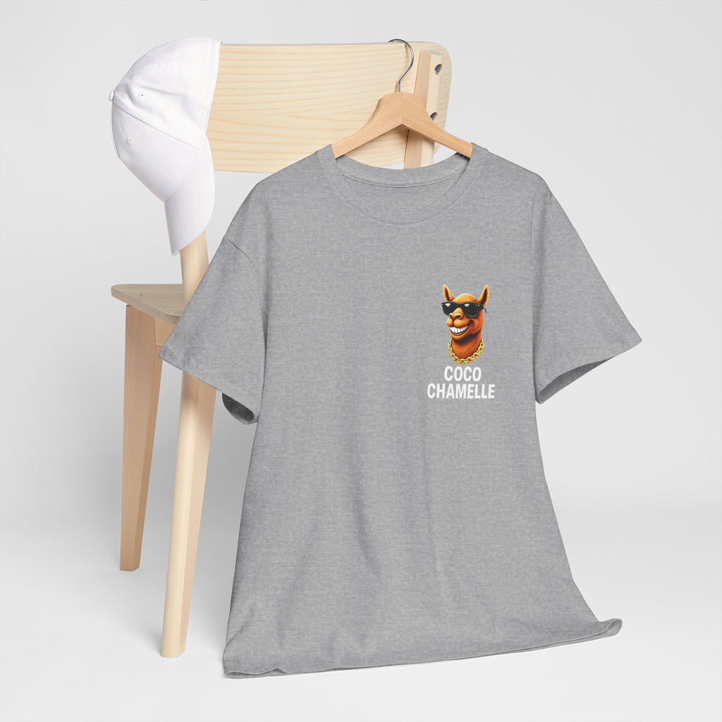 Coco Chamelle Tee Shirt - Cool Camel with Sunglasses & Gold Chain