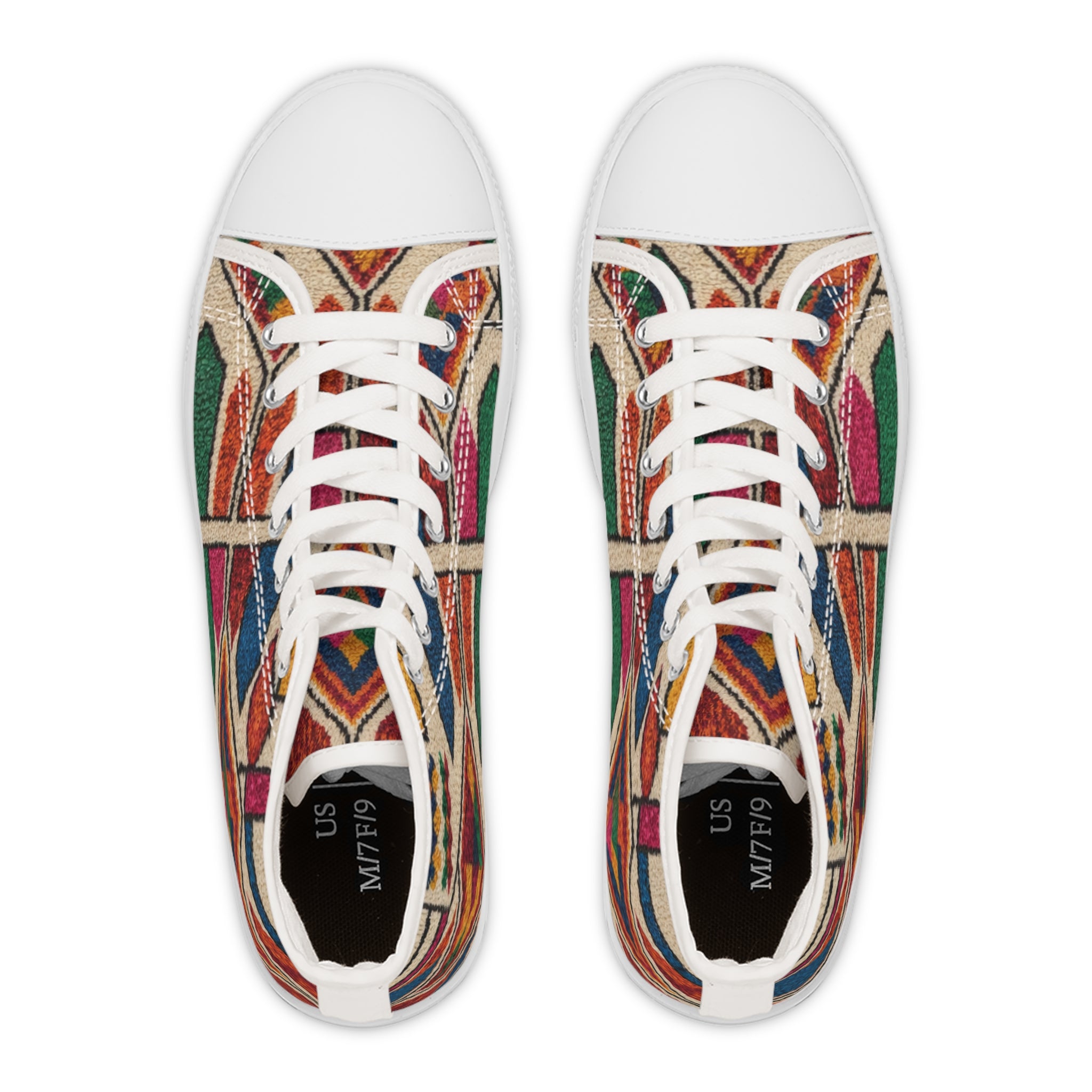 Colorful Geometric Pattern Women's High Top Sneakers | Moroccan Berber Print