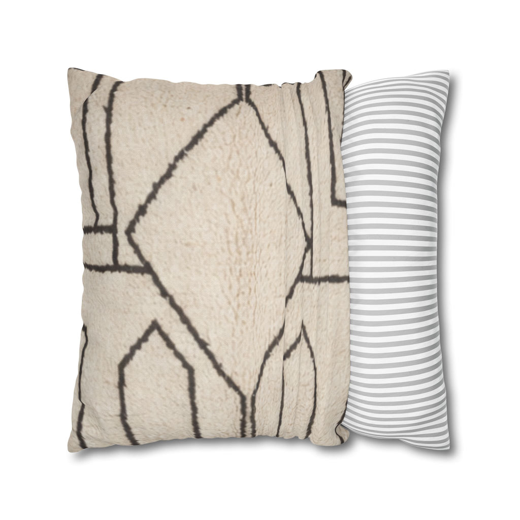 Neutral Tribal Geometric Pillowcase Spun Polyester Square Pillowcase | Boho Accent