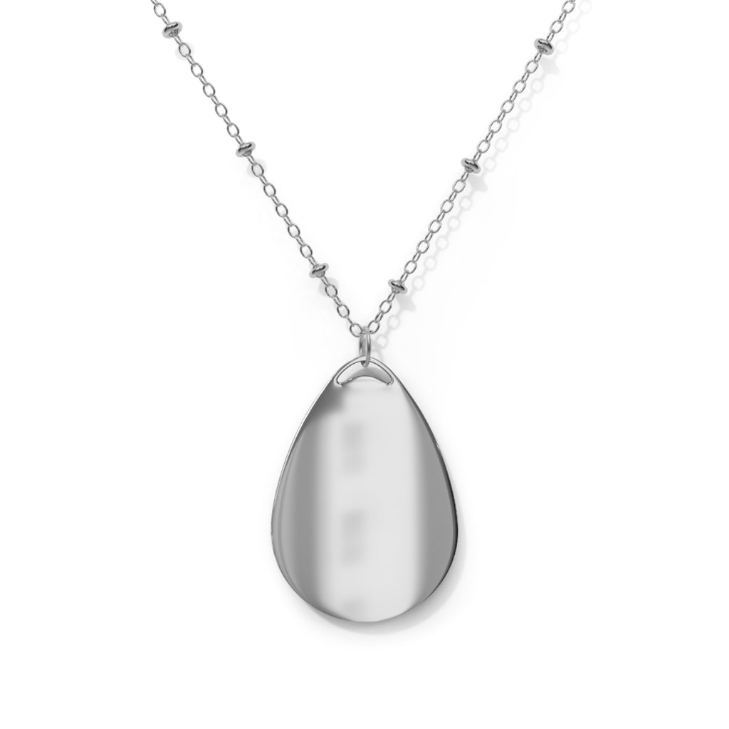 Palestinian Flag Oval Necklace | Teardrop Pendant, Silver Tone