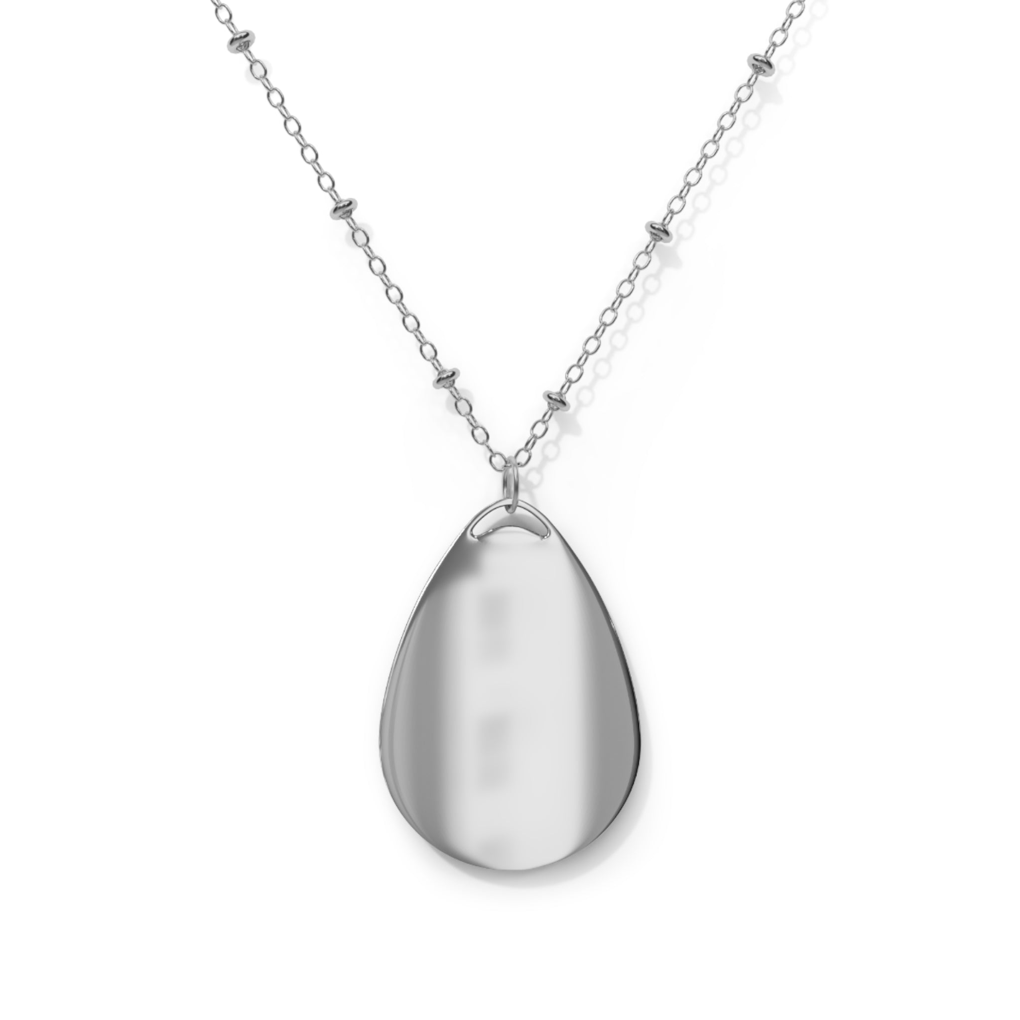 Palestinian Flag Oval Necklace | Teardrop Pendant, Silver Tone