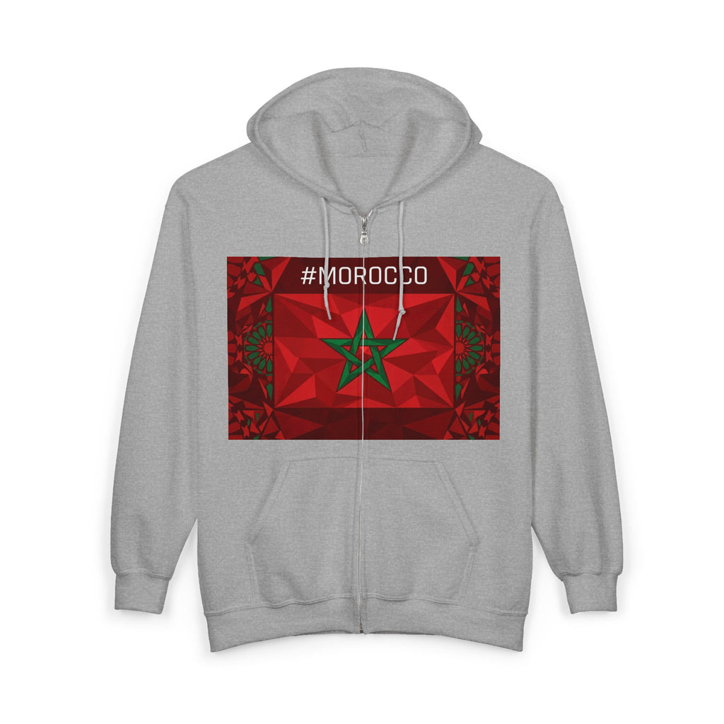 Morocco Flag Zip Hoodie | Moroccan Flag Zipper Pull