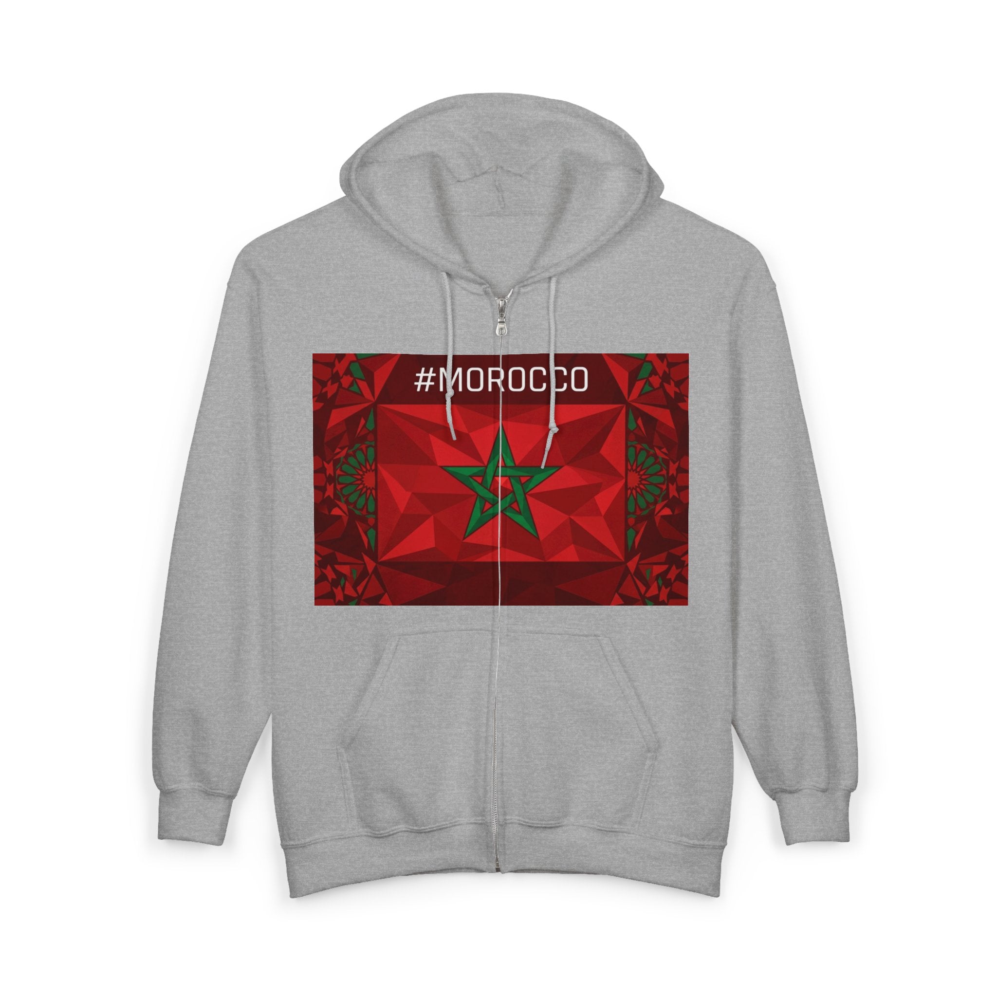 Morocco Flag Zip Hoodie | Moroccan Flag Zipper Pull