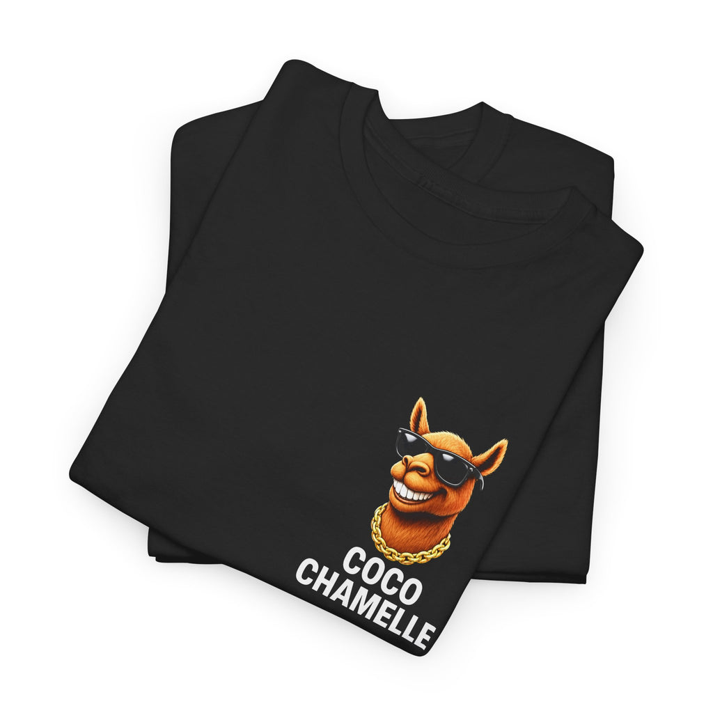 Coco Chamelle Tee Shirt - Cool Camel with Sunglasses & Gold Chain
