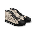 Neutral Geometric Grid Pattern High Top Sneakers | Beige Canvas Shoes