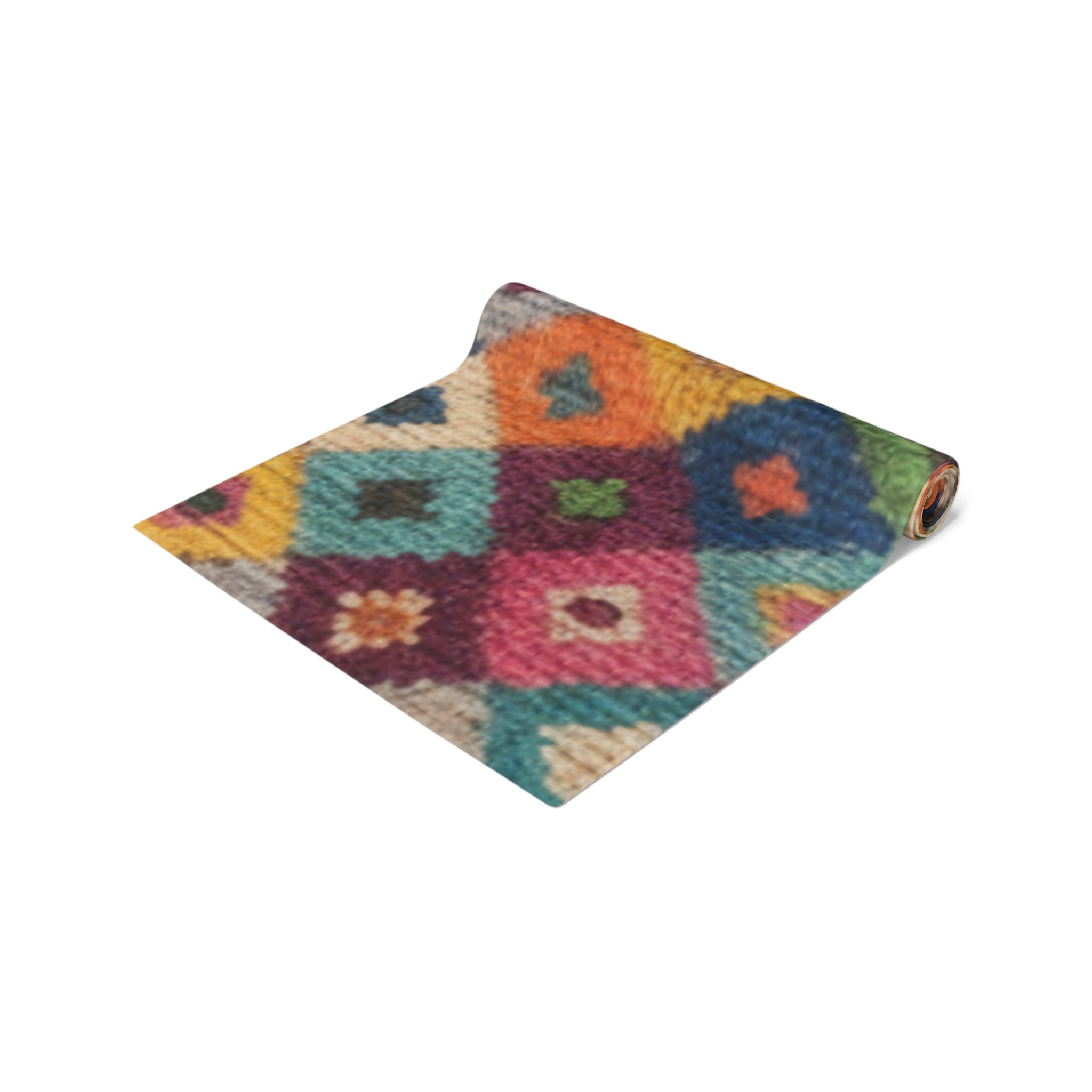 Colorful Kilim Diamond Pattern Table Runner | Cotton Poly