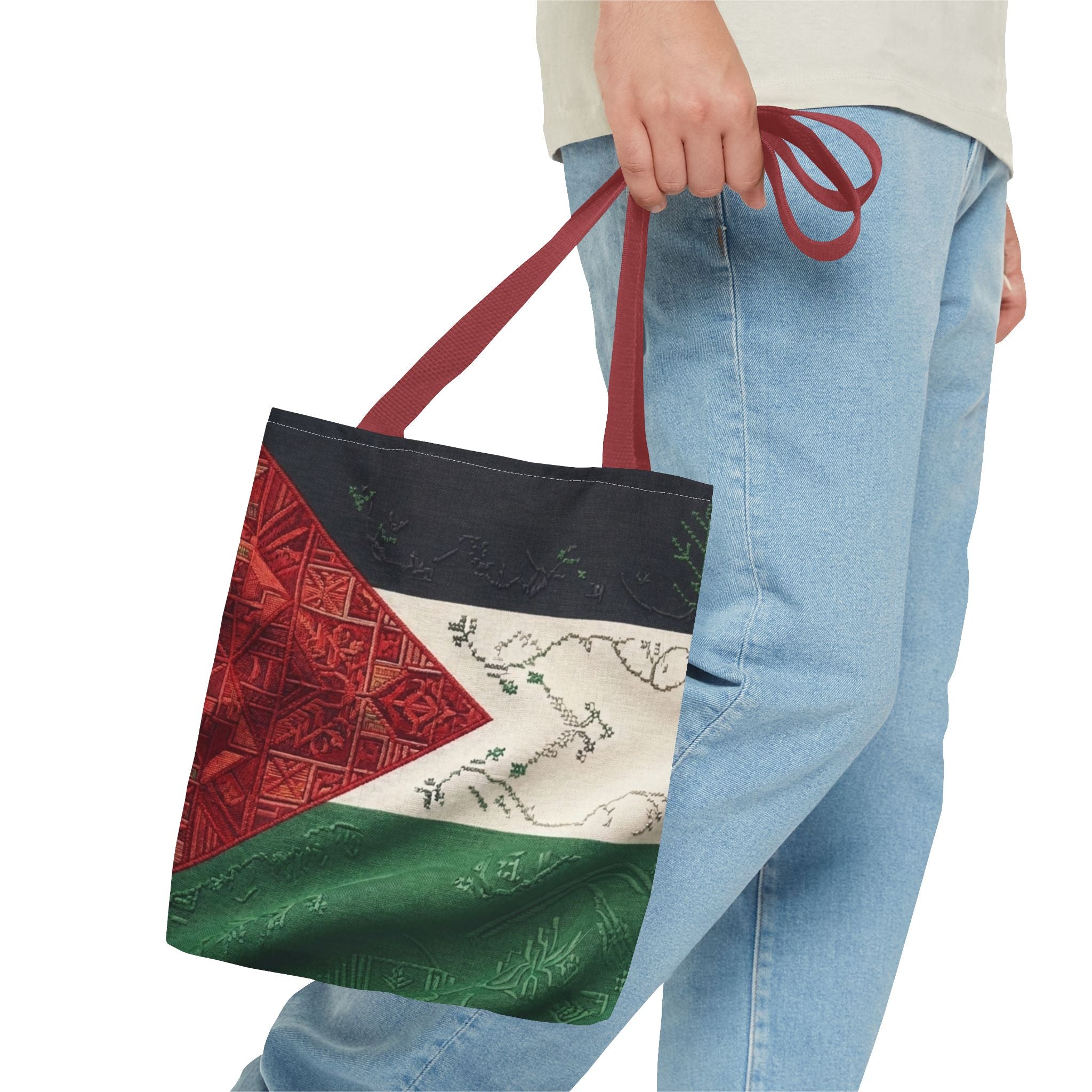 Palestine Flag Pattern Tote Bag | AOP Palestinian Textile Design