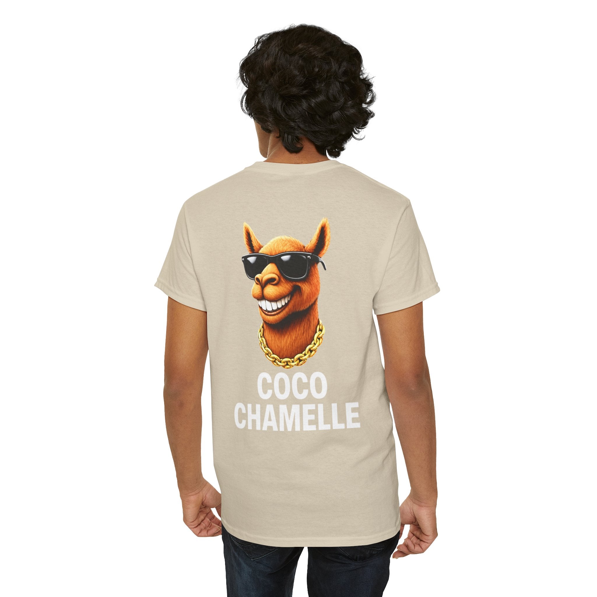 Coco Chamelle Tee Shirt - Cool Camel with Sunglasses & Gold Chain