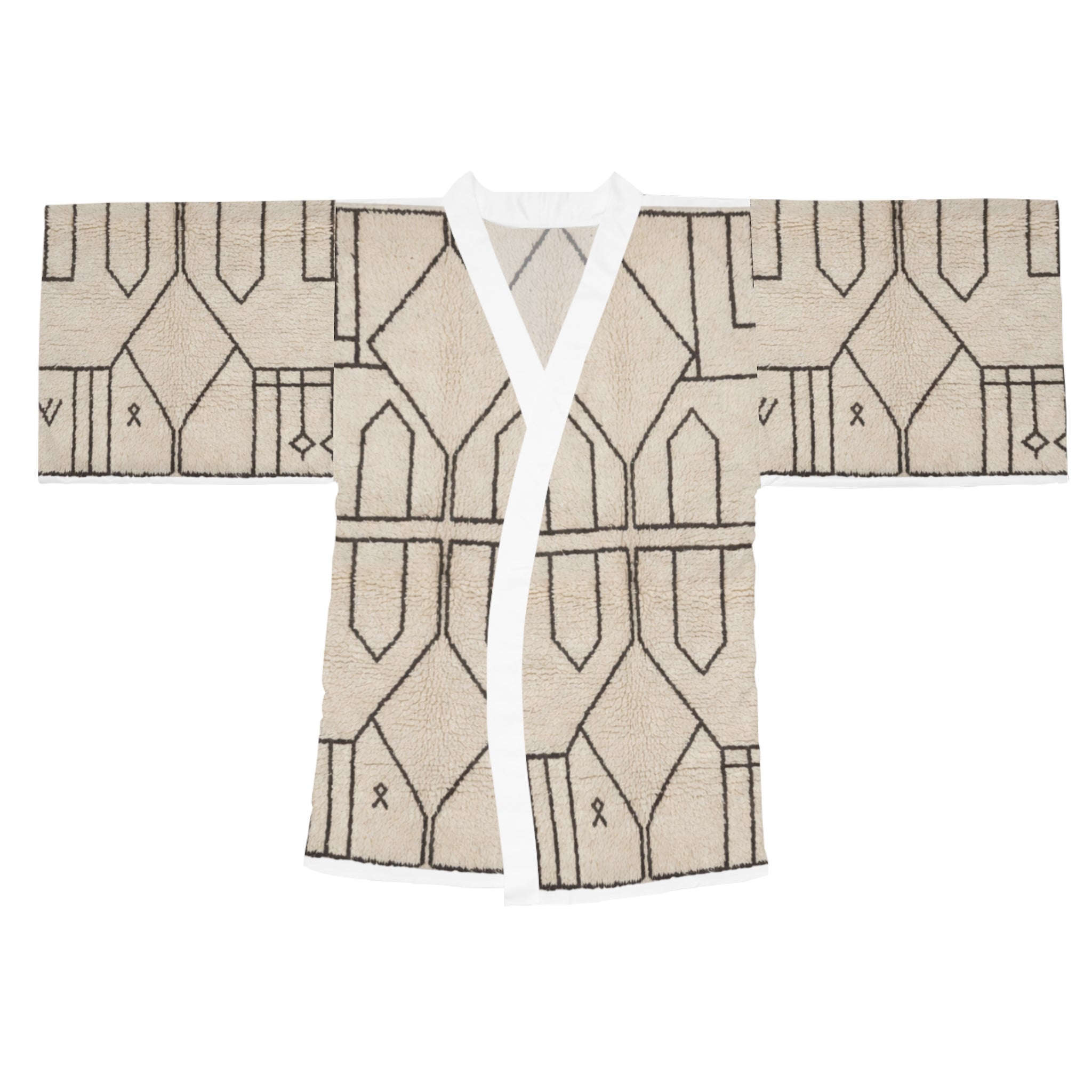 Geometric Mudcloth Pattern Kimono Robe | Long Sleeve