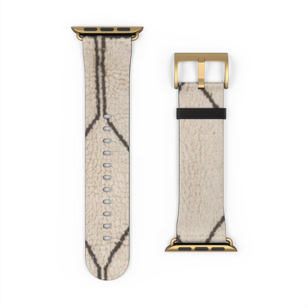 Beige Geometric Moroccan Pattern Watch Band | Neutral Minimalist Leather Look