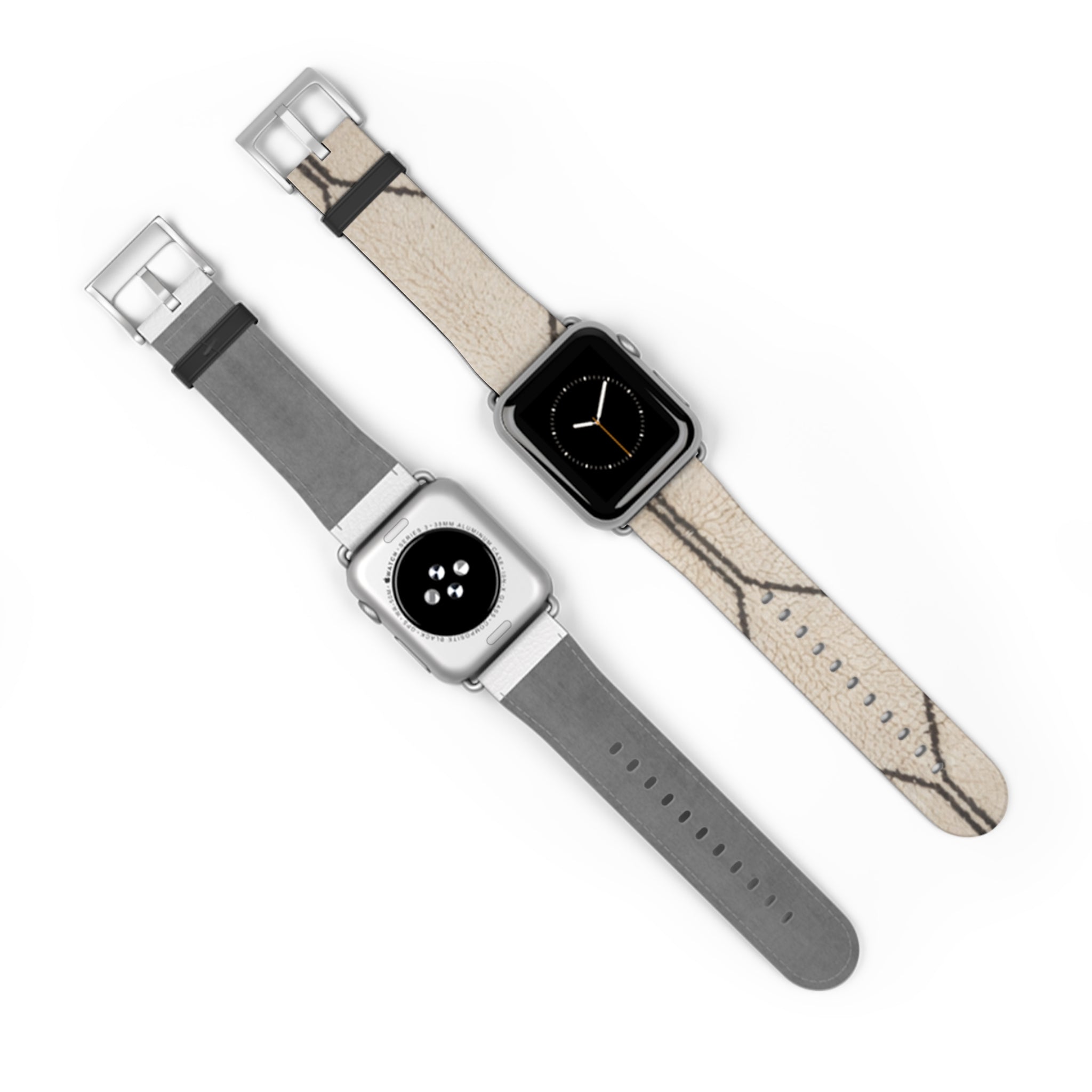 Beige Geometric Moroccan Pattern Watch Band | Neutral Minimalist Leather Look