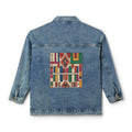 Geometric Kilim Tile Denim Jacket | Back Patch Boho Aztec Pattern