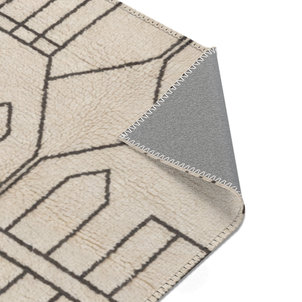Geometric Moroccan Tile Area Rug | Neutral Boho Floor Decor