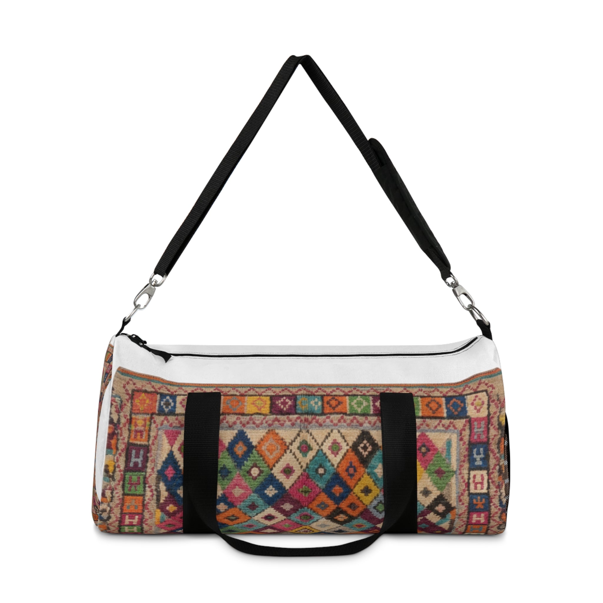 Colorful Kilim Pattern Duffel Bag | Geometric Boho Travel Bag