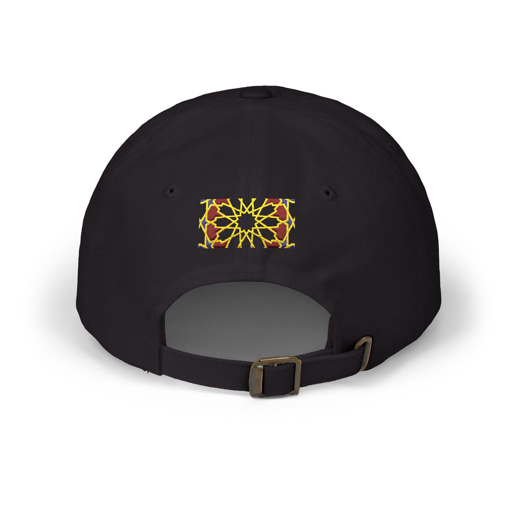 Floral Moroccan Mosaic Embroidered Dad Cap | White Cotton Baseball Hat