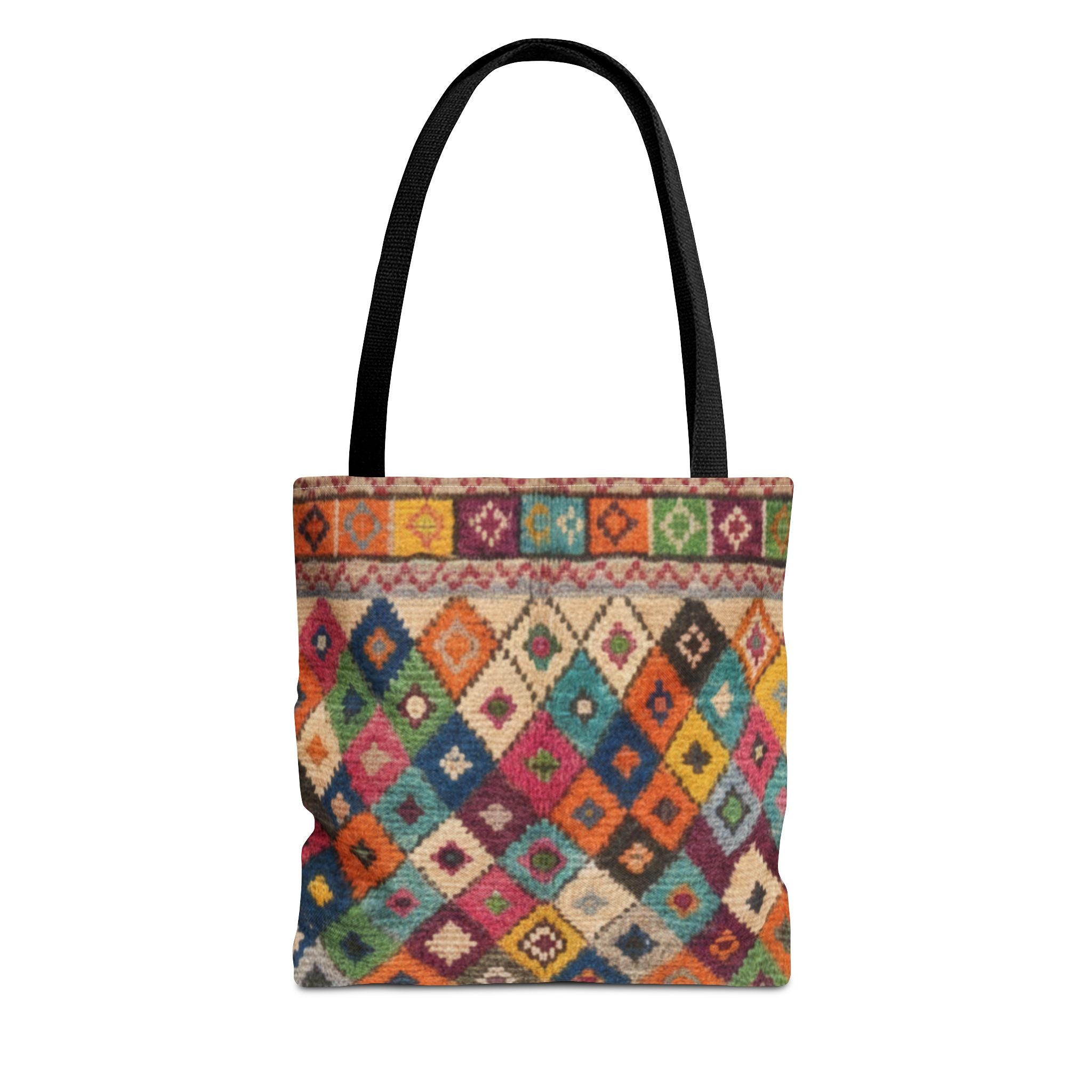 Colorful Kilim Diamond Pattern Tote Bag | Boho Tribal Aztec Shopper