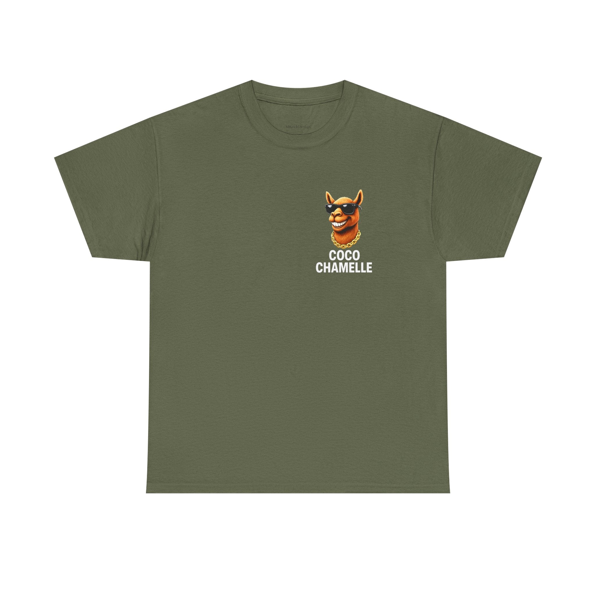 Coco Chamelle Tee Shirt - Cool Camel with Sunglasses & Gold Chain