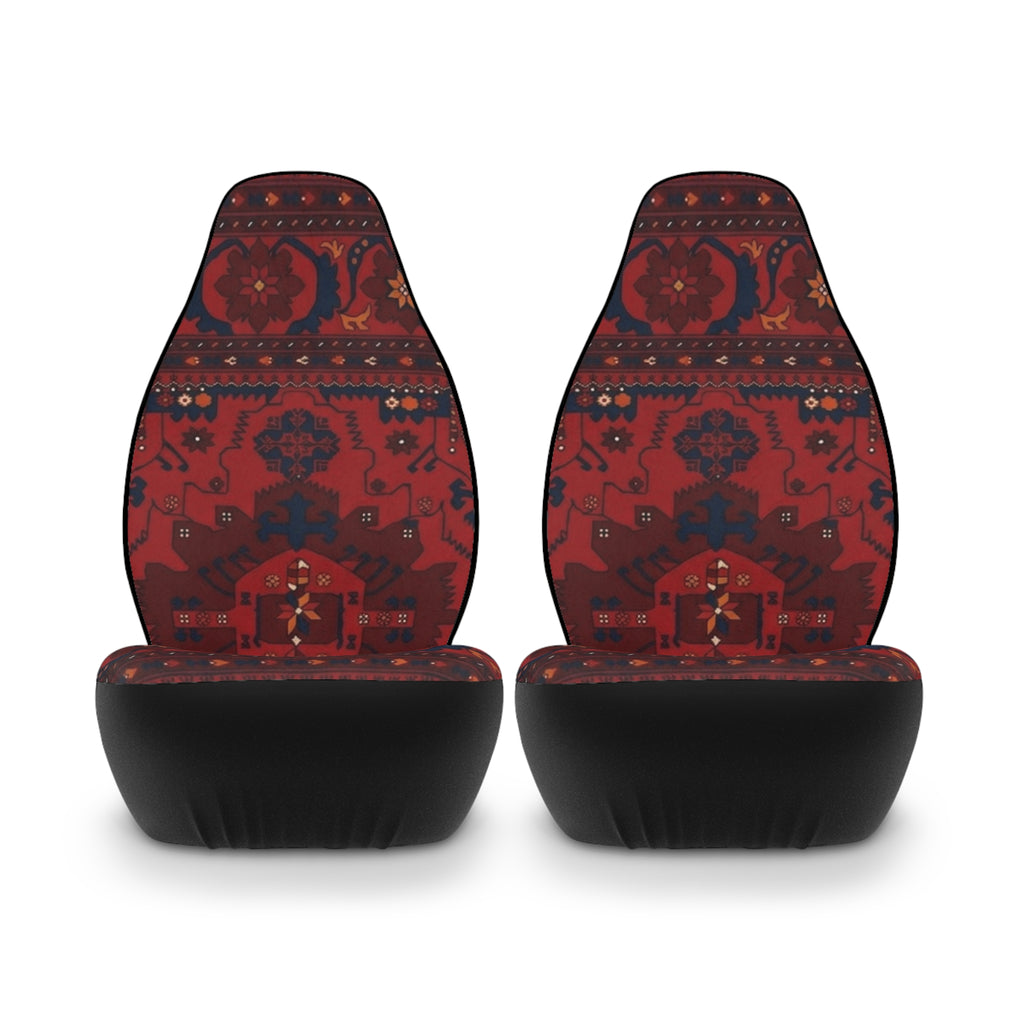 Red Persian Rug Pattern Car Seat Covers | Boho Tribal Auto Seat Protector