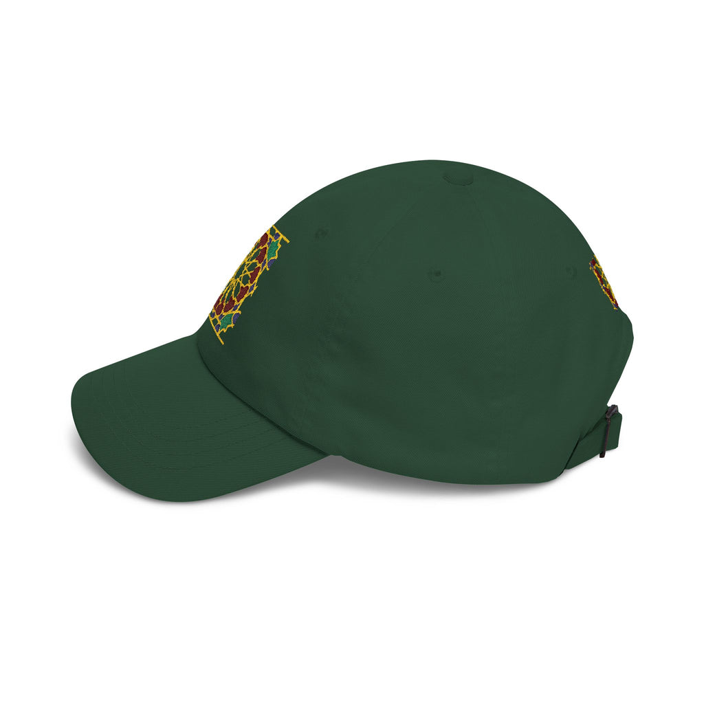 Floral Moroccan Mosaic Embroidered Dad Cap | White Cotton Baseball Hat