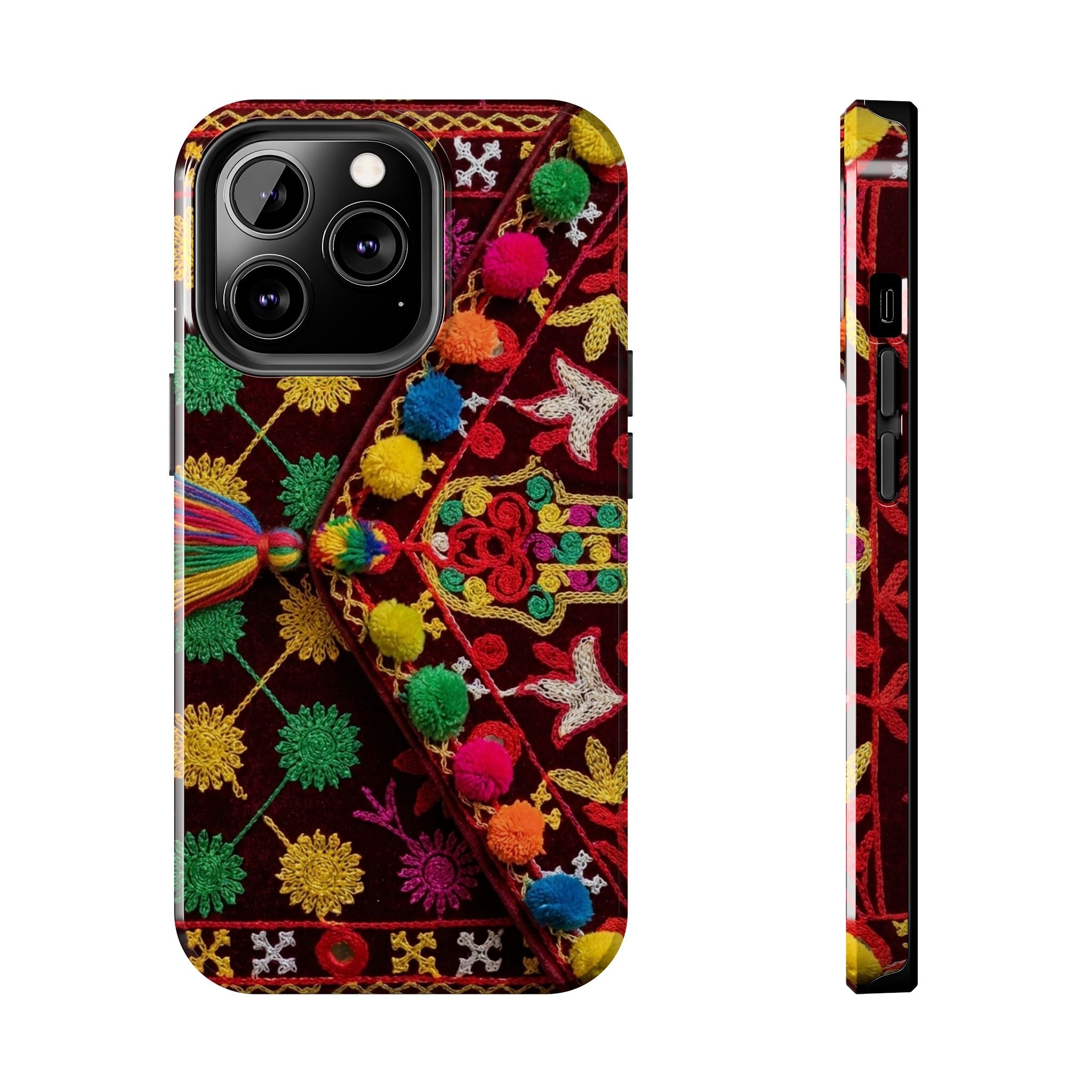 Colorful Pom Pom Pattern Phone Case | Tough Phone Case