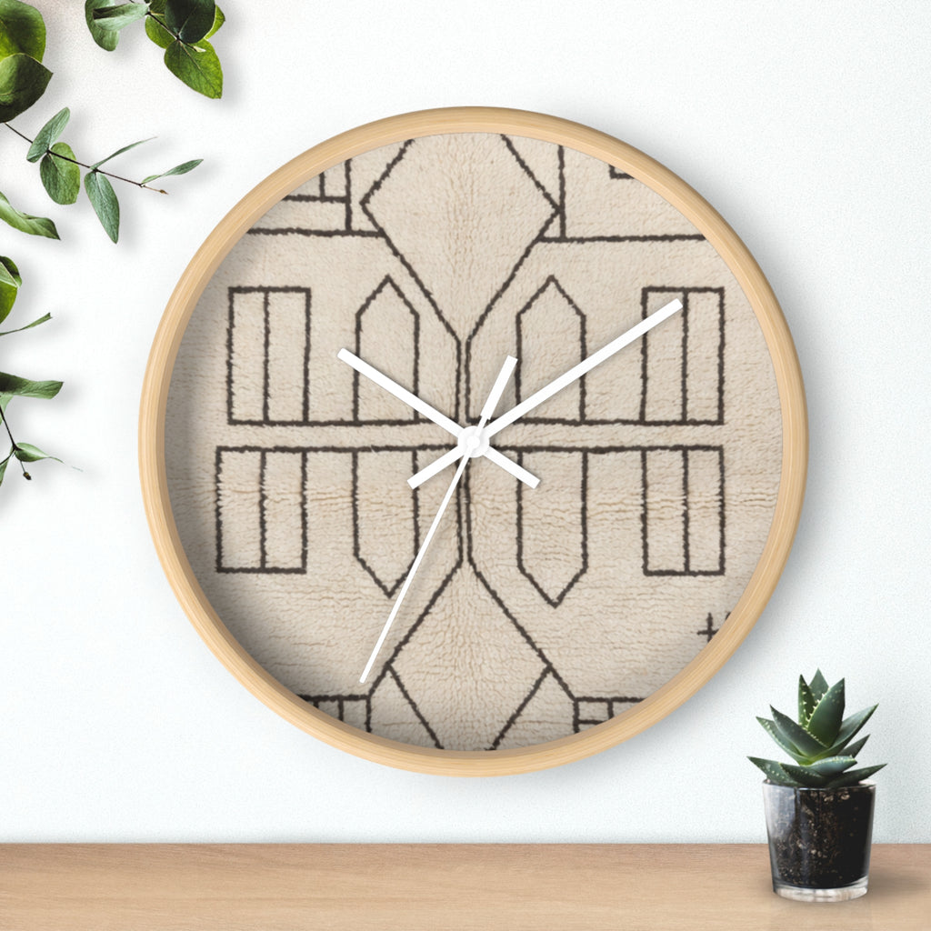 Geometric Line Moroccan Pattern Wall Clock | Neutral Modern Home Decor