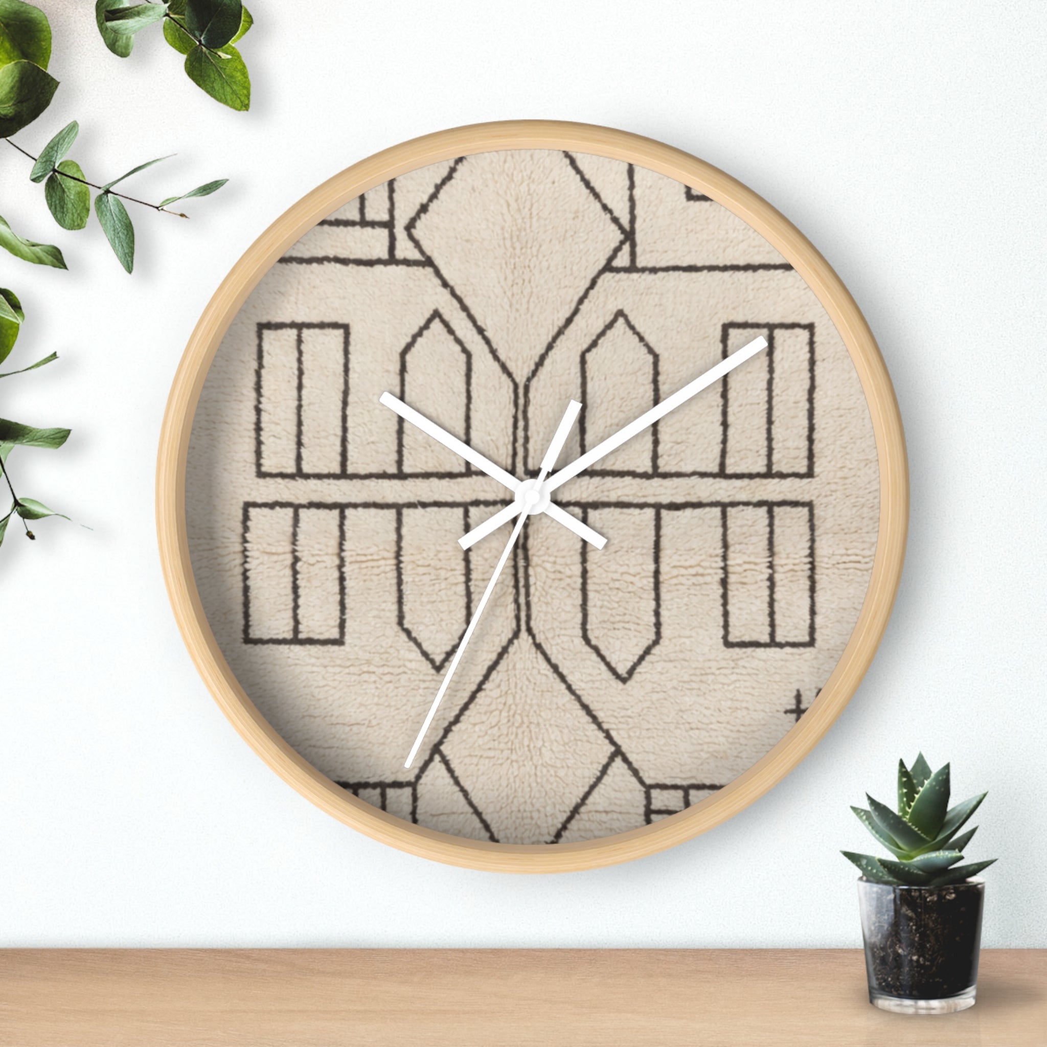 Geometric Line Moroccan Pattern Wall Clock | Neutral Modern Home Decor