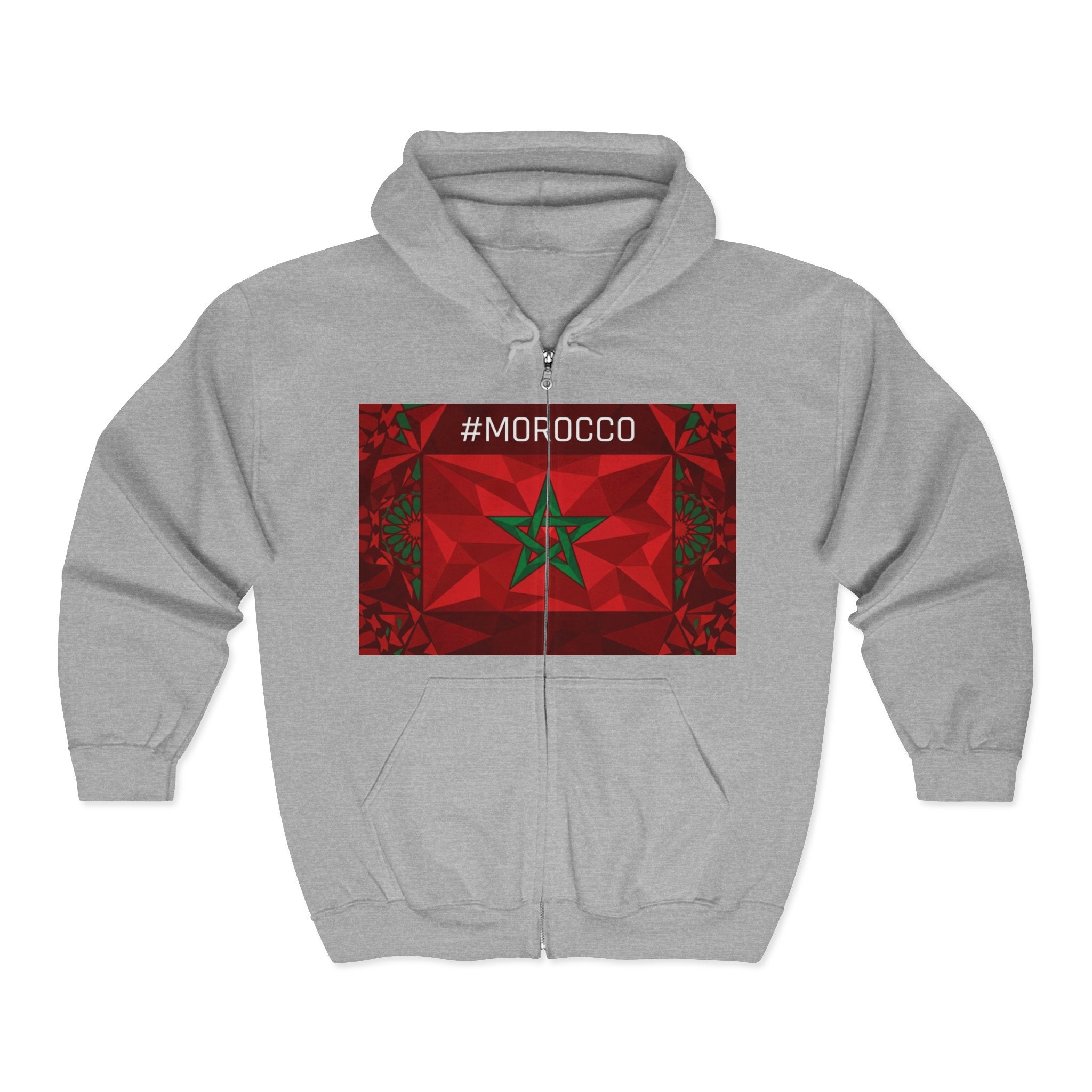 Morocco Flag Zip Hoodie | Moroccan Flag Zipper Pull