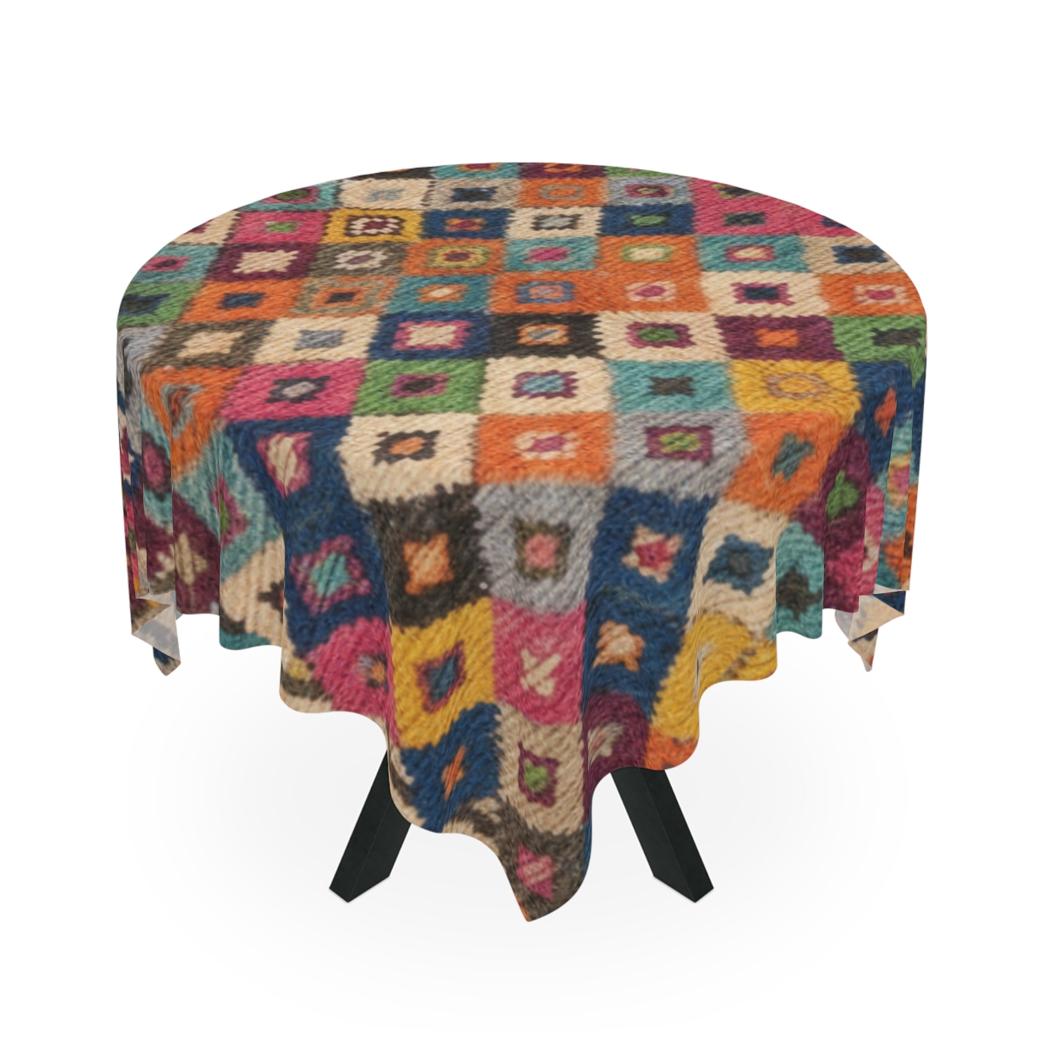 Colorful Ikat Diamond Pattern Tablecloth | Boho Kitchen Dining Decor