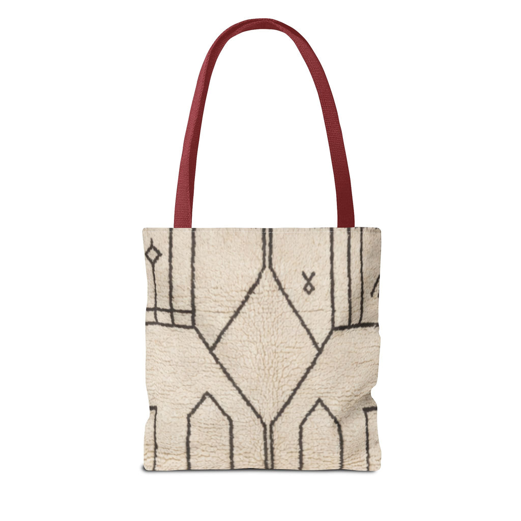 Neutral Geometric Diamond Pattern Tote Bag | Minimal Line Art